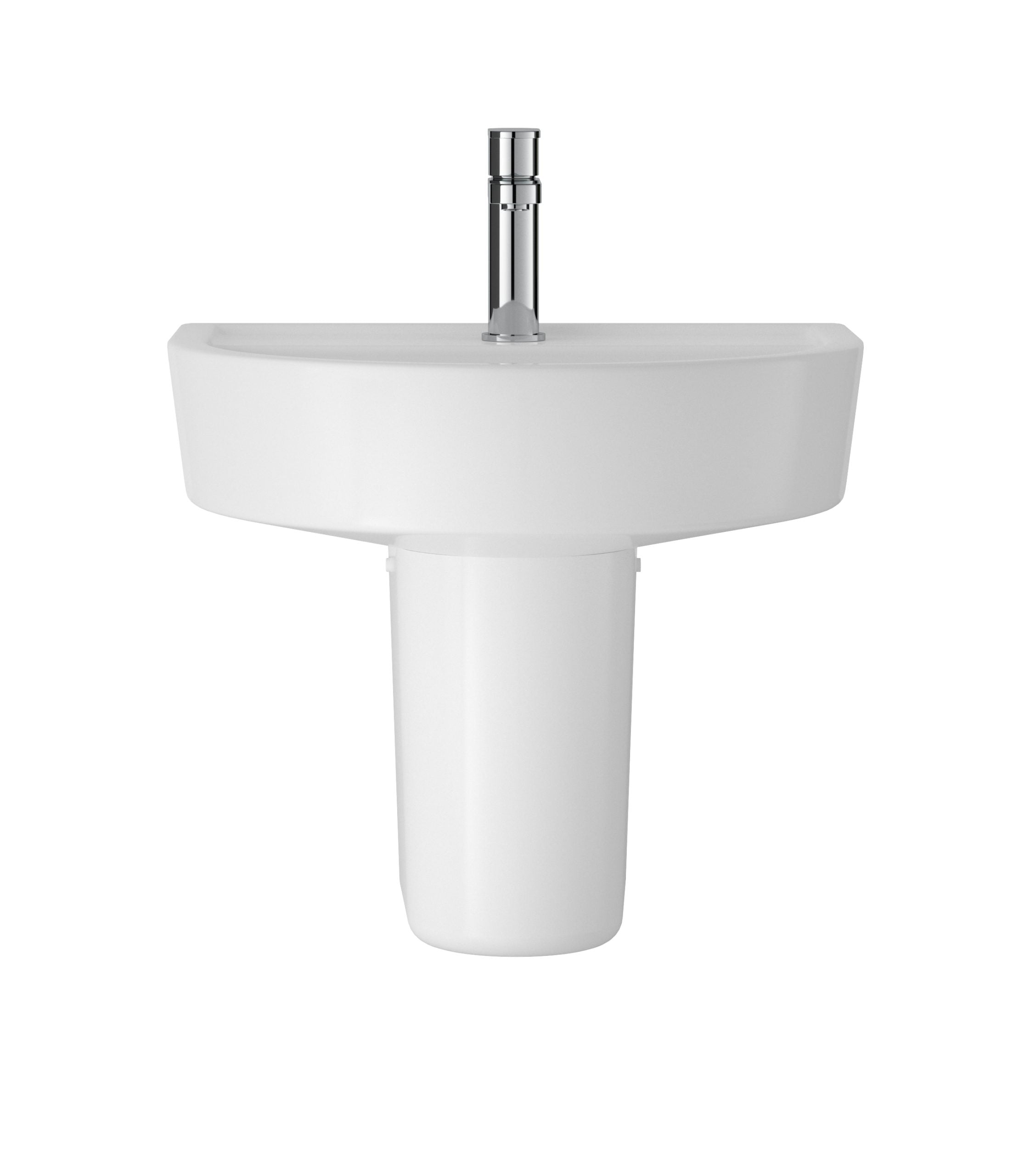 Sleek white bathroom sink with chrome tap, ideal for modern bathroom design and plumbing fixtures, featuring easy installation and durable ceramic material.