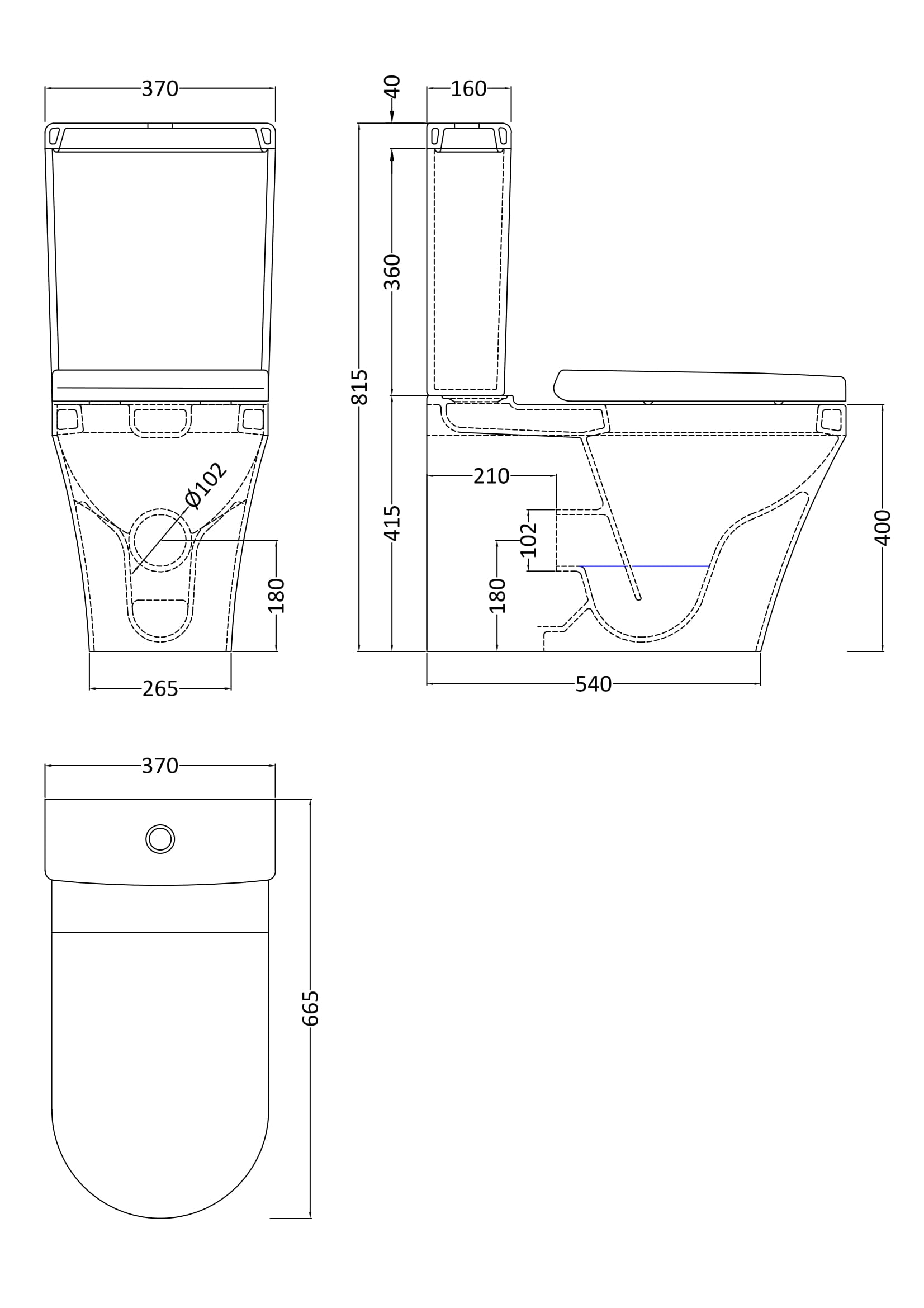 Sleek modern bathroom toilet design with precise measurements, ideal for contemporary bathroom renovations and installations, showcasing ergonomic comfort and space efficiency.
