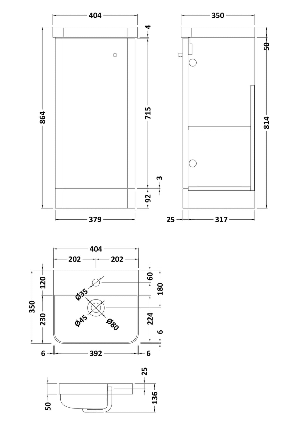 High-quality bathroom vanity unit with detailed technical dimensions, ideal for modern bathroom renovation projects, showcasing craftsmanship and functional design.