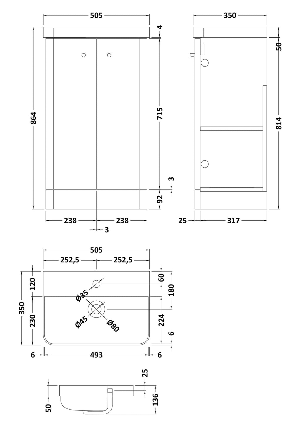 Aluminium bathroom cabinet with sleek design and adjustable shelves, perfect for modern bathrooms. Features precise dimensions for easy installation and durable construction for long-lasting use.