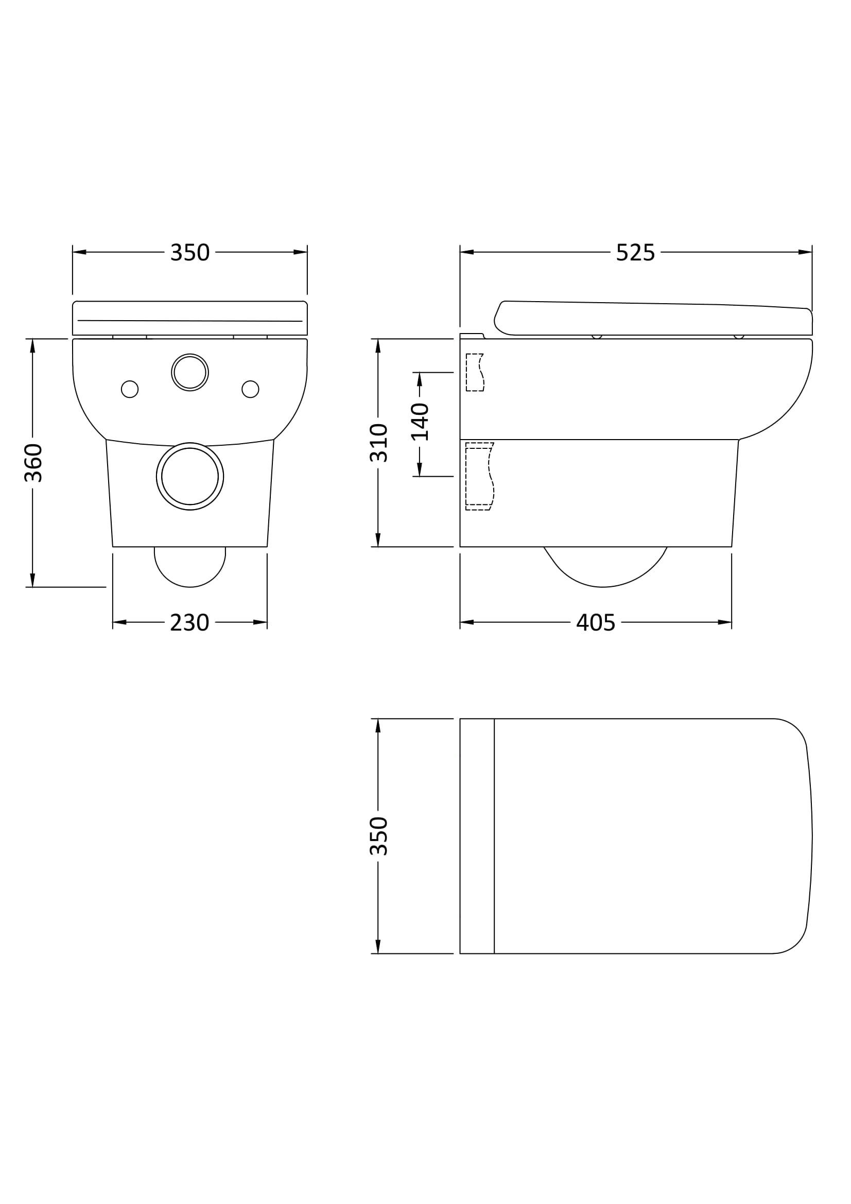 Sleek modern bathroom toilet with detailed technical drawing, dimensions and design features for Bubly Bathrooms. Perfect for contemporary bathroom renovation projects and plumbing specifications.