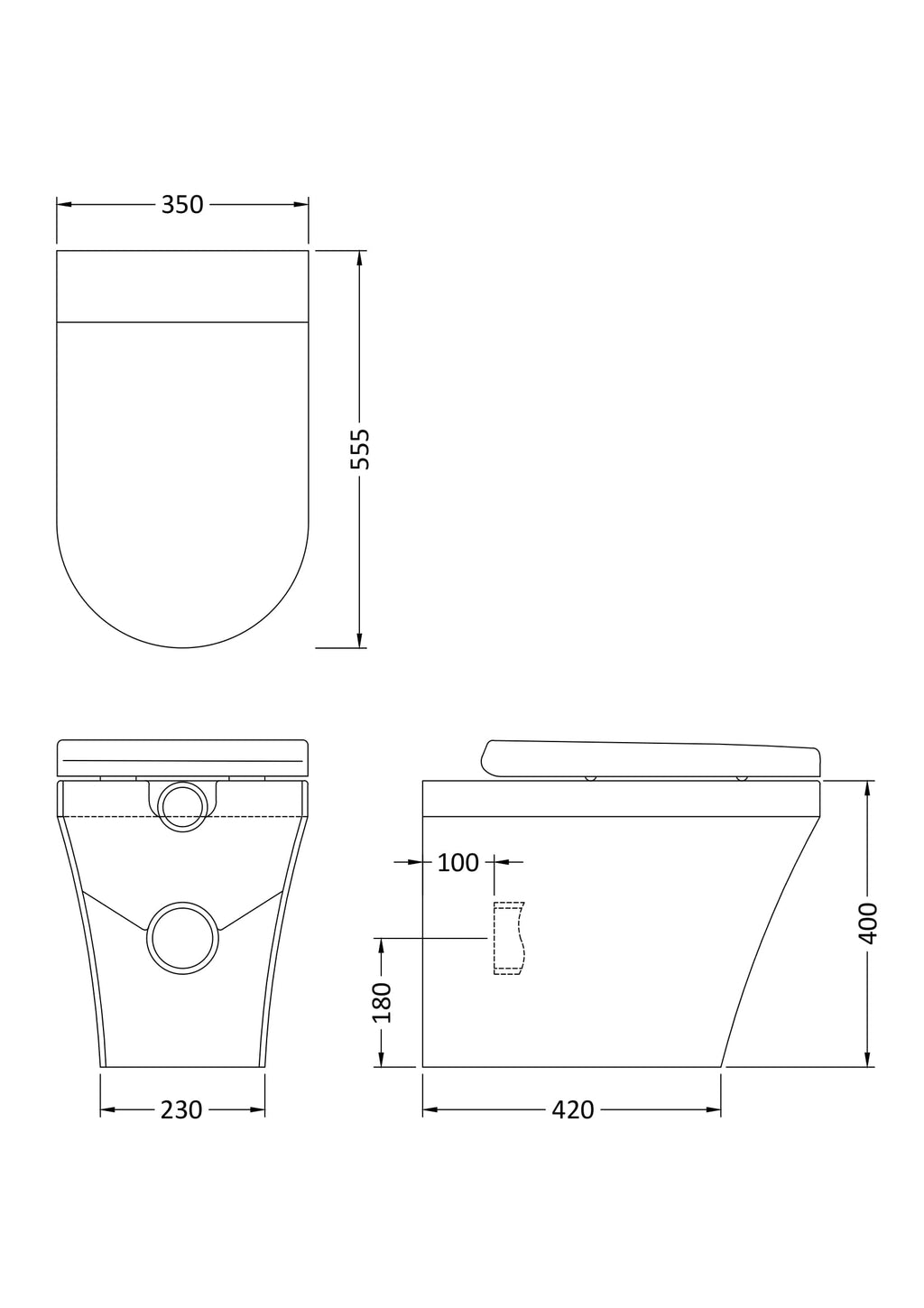 Sleek modern toilet design with precise dimensions, ideal for contemporary bathrooms, combining functionality and style for optimal bathroom renovation or upgrade.