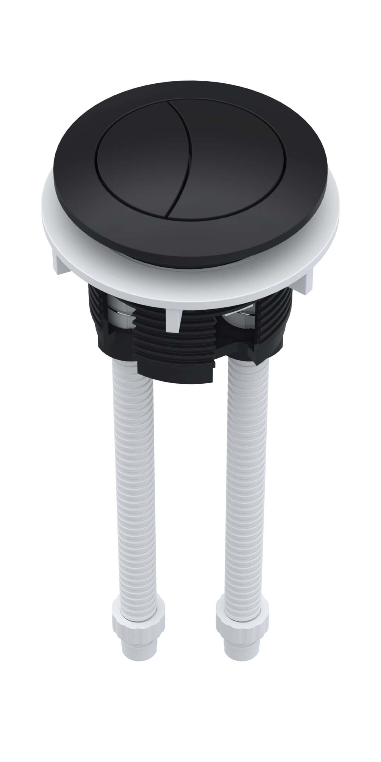 Flexible bathroom waste trap with black and white fittings, suitable for modern bathroom sink plumbing. Durable and easy to install, ensuring leak-free connection for bathroom drainage systems.