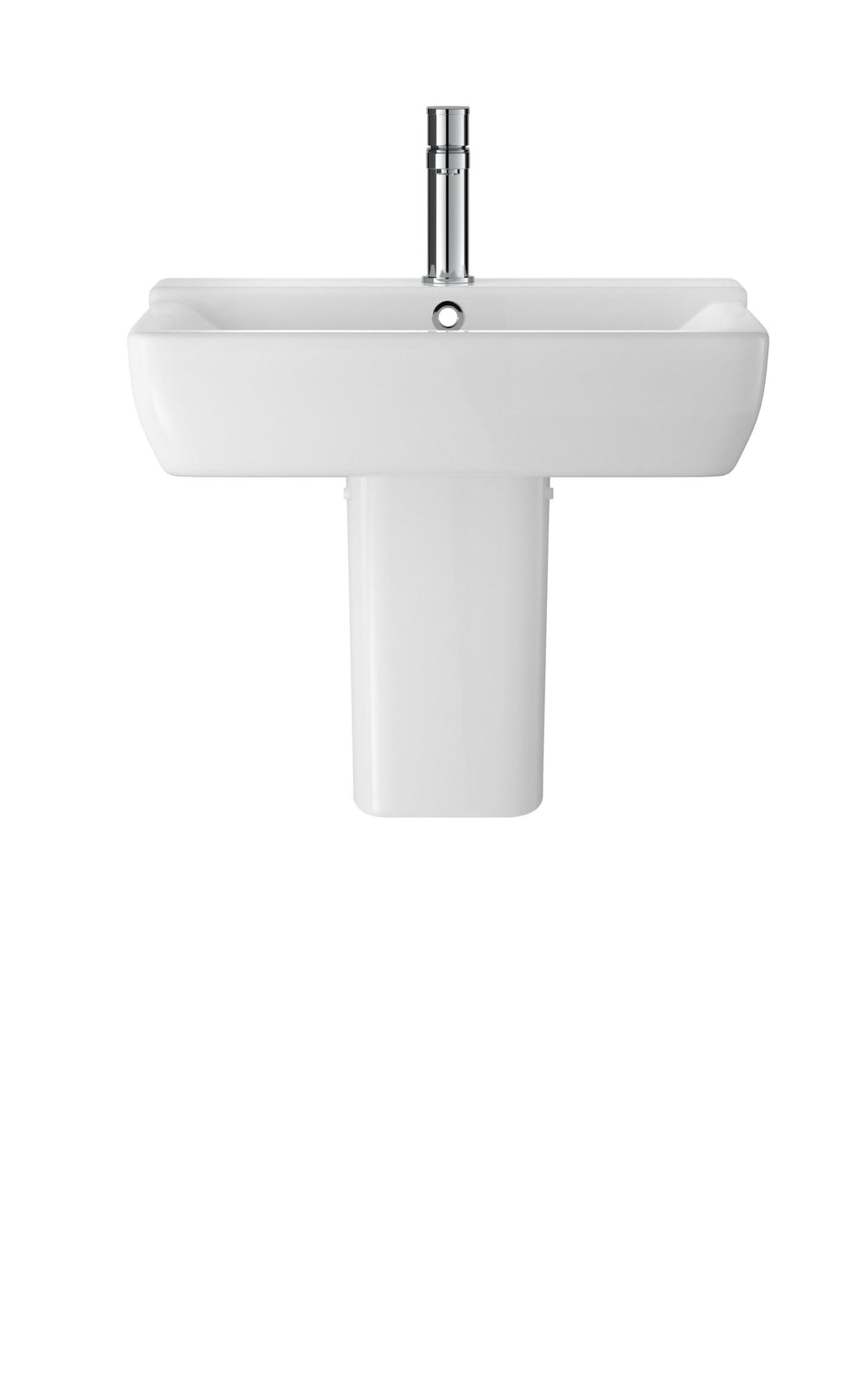 Modern white bathroom sink with chrome tap, ideal for contemporary bathroom designs, offering functionality and style. Perfect for bathroom upgrades, renovations, and new installations.