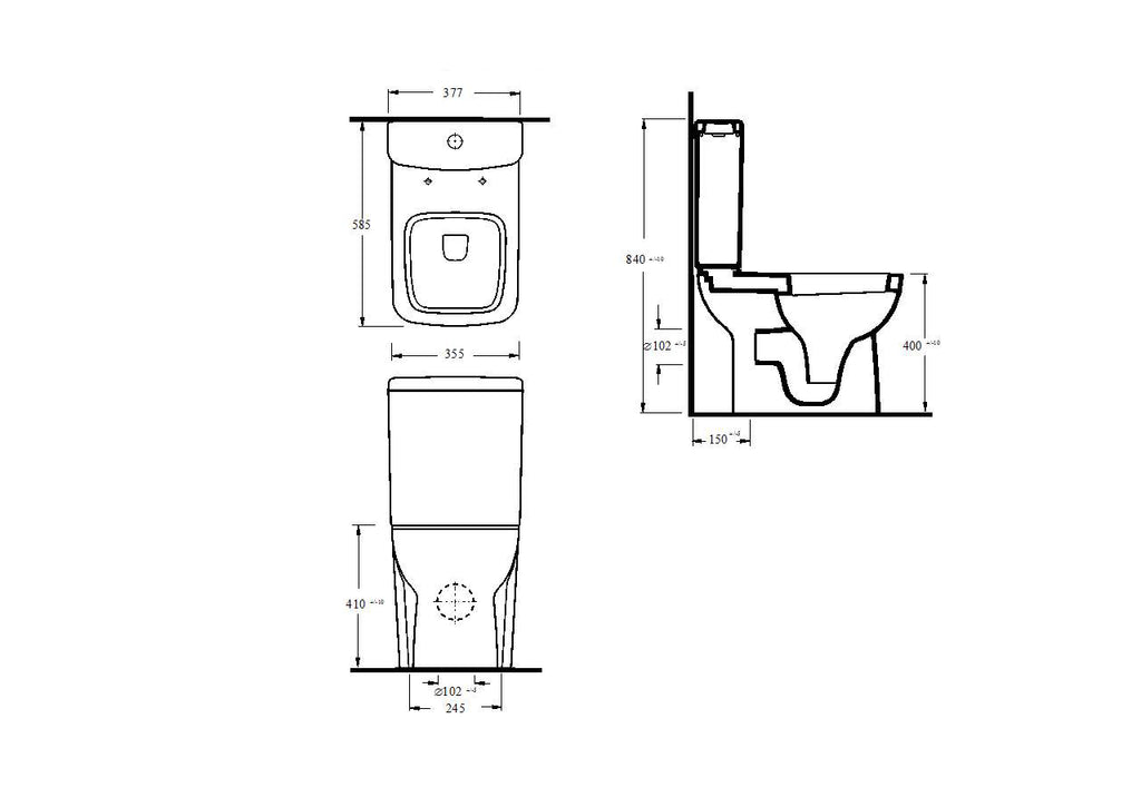 High-quality modern toilet design with precise technical drawing, ideal for bathroom renovation projects and bathroom fixtures in bathrooms.