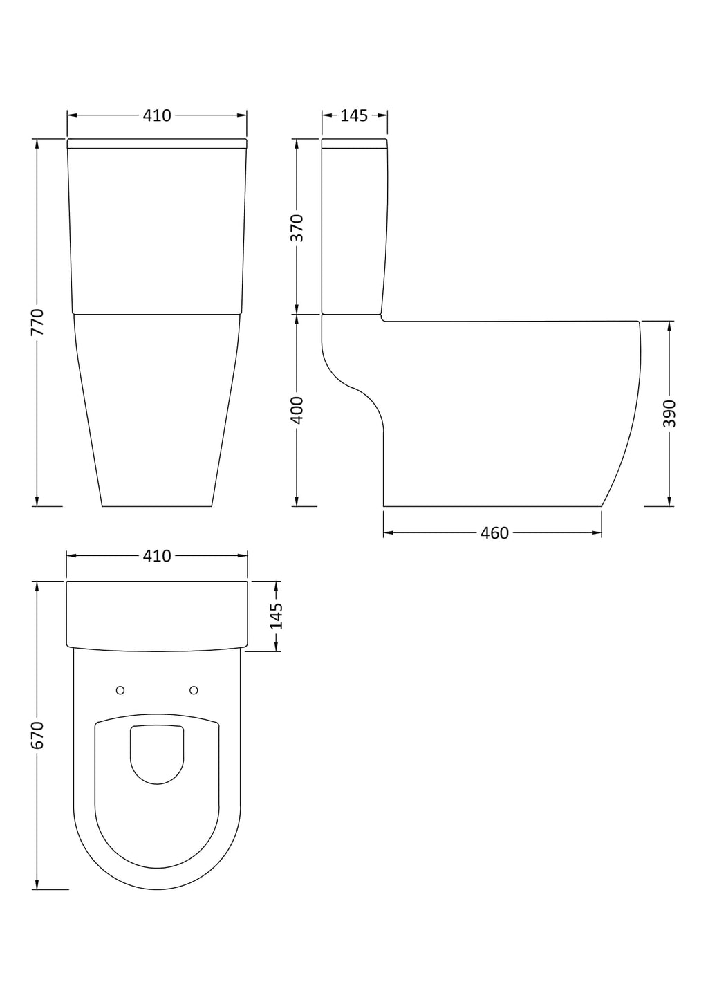 Sleek modern toilet design with precise measurements, perfect for contemporary bathrooms, featuring a comfortable height and efficient space-saving layout.
