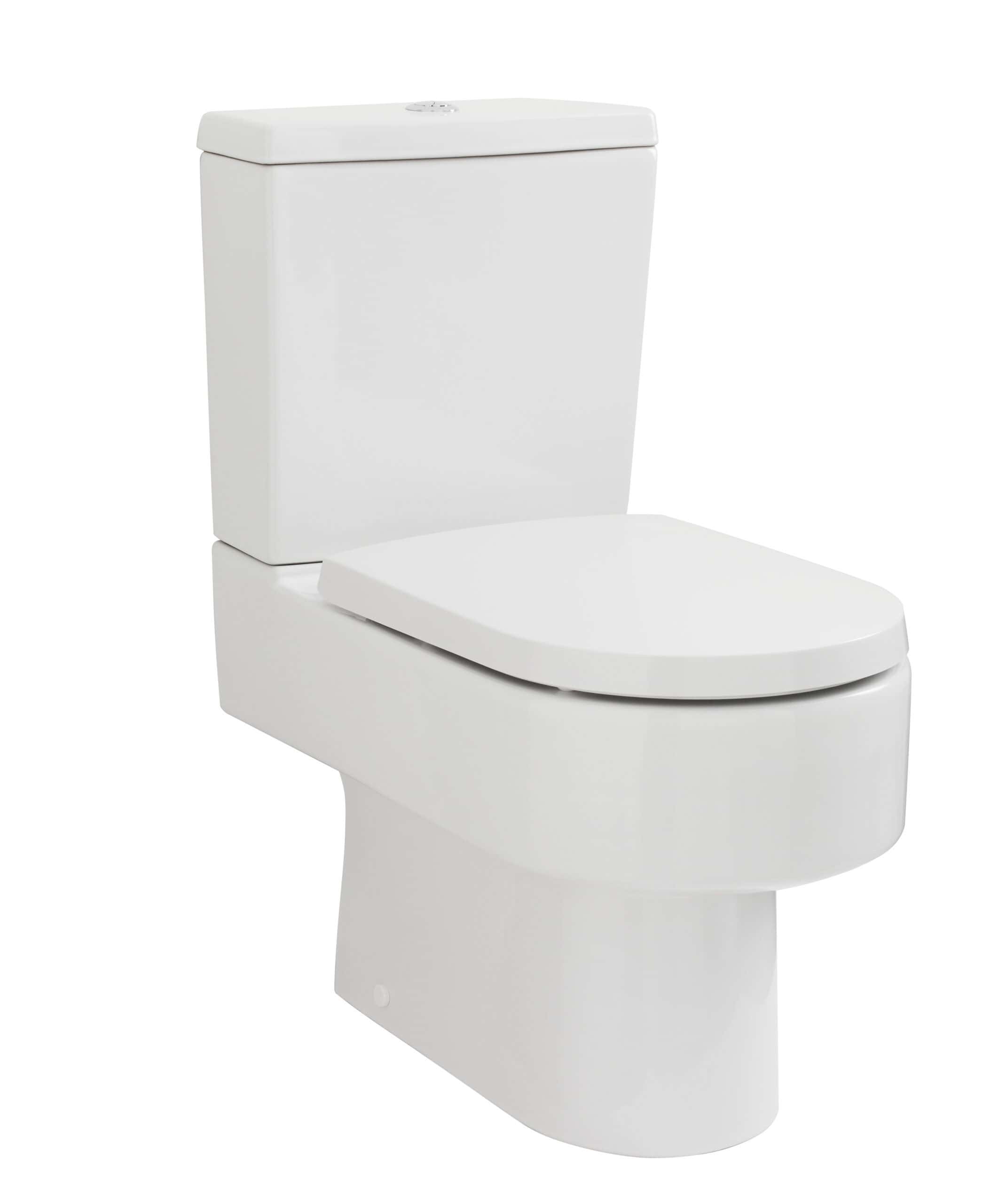 SLEEK WHITE TOILET, modern bathroom fixture with a compact design, ideal for contemporary bathrooms and spaces requiring efficient sanitation solutions. Perfect for home or commercial use.