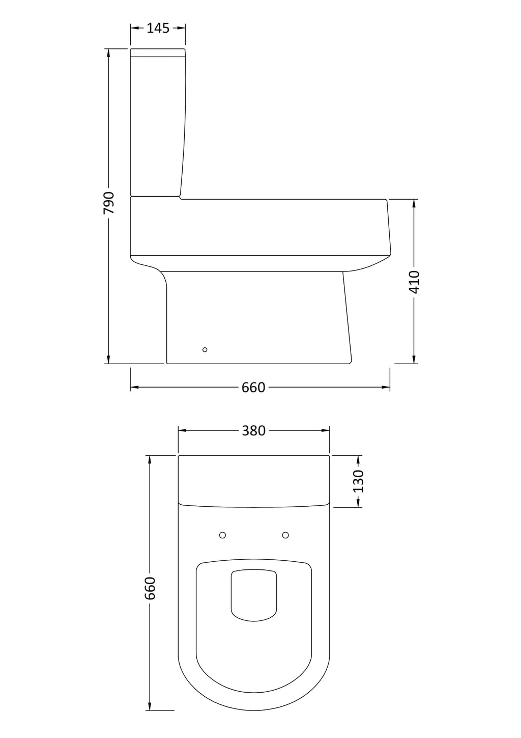 Sleek modern toilet design with precise measurements from Bubly Bathrooms, featuring a comfortable seat height and space-efficient footprint for stylish Bathroom decor and functional use.