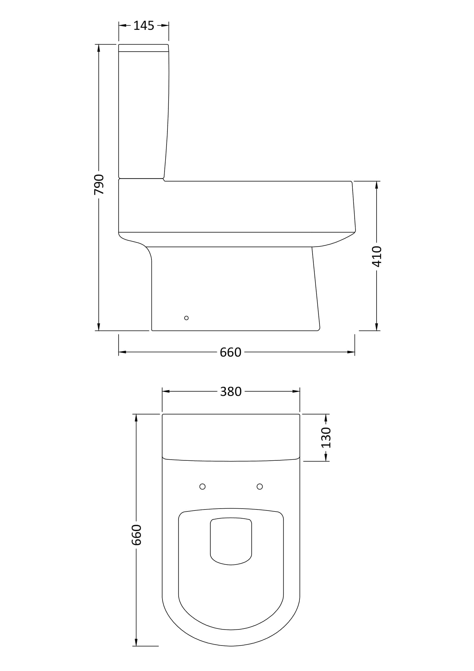 Sleek modern toilet design with precise measurements from Bubly Bathrooms, featuring a comfortable seat height and space-efficient footprint for stylish Bathroom decor and functional use.