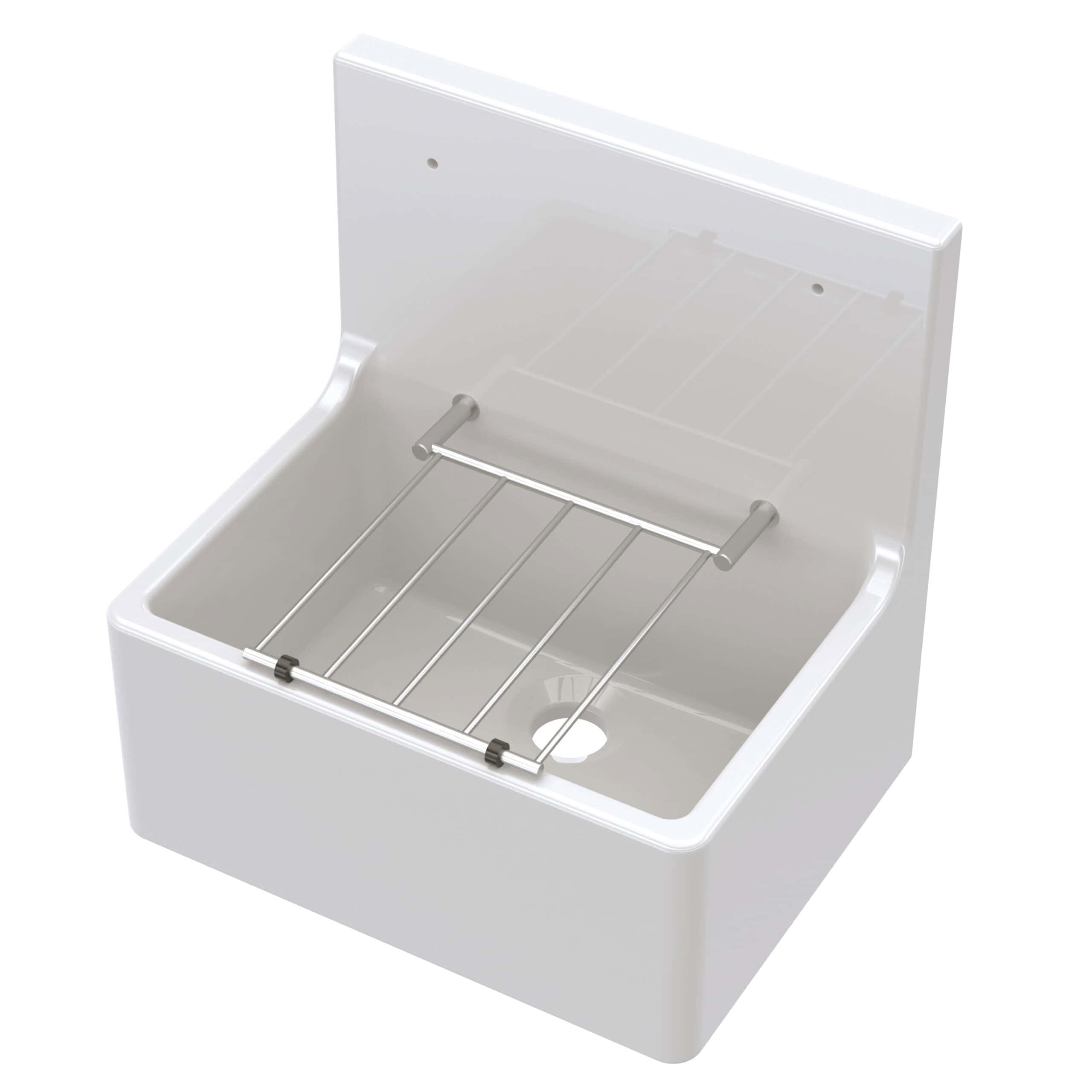 Door-mounted bathroom sink with stainless steel towel rack and overflow outlet. Compact, modern bathroom basin ideal for small spaces, featuring easy installation and modern design.