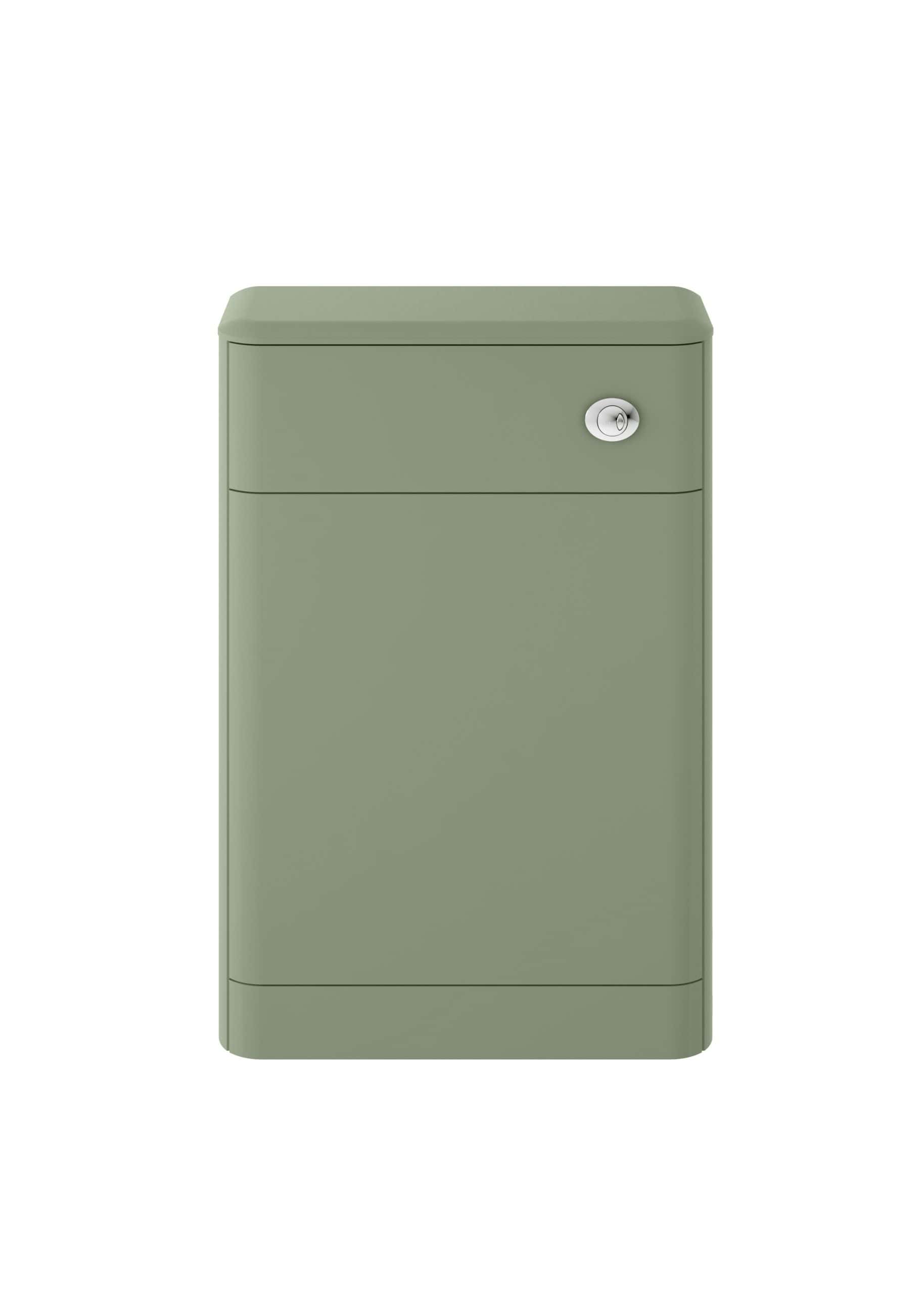 Modern green bathroom cabinet with a sleek design and integrated lock for secure storage of bathroom essentials. Perfect for enhancing your bathroom decor with functionality.