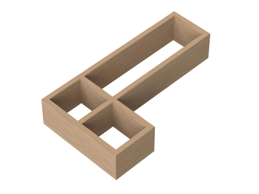 Minimalist wooden bathroom shelf organiser for modern bathroom storage solutions, made of durable light wood.