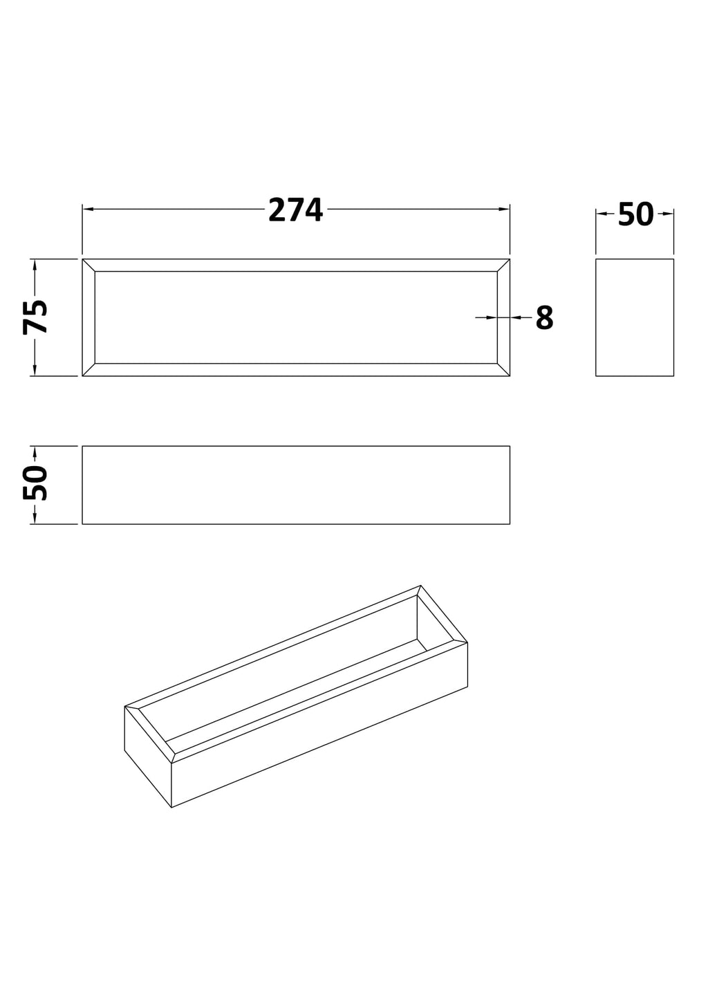 Elegant rectangular bathroom sink with precise dimensions, ideal for modern Bubly bathrooms, providing functional aesthetics and space-efficient design.