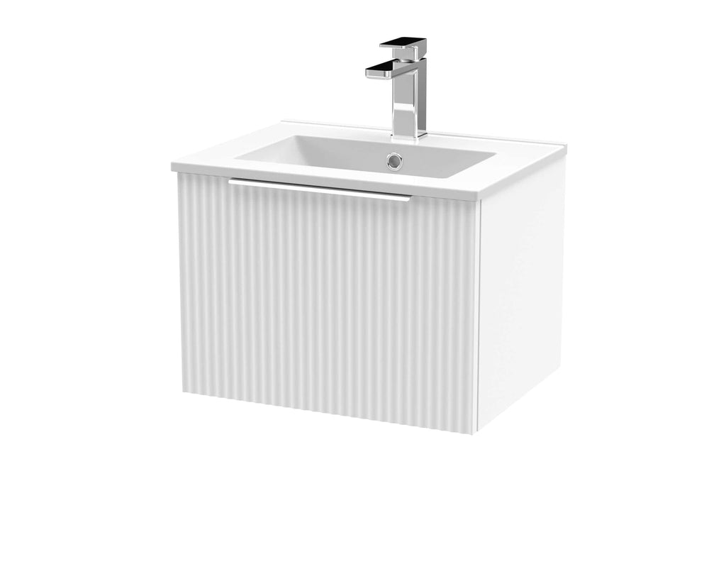 Sleek white bathroom vanity with integrated sink and modern chrome faucet, ideal for contemporary bathroom designs and bathroom renovation projects.