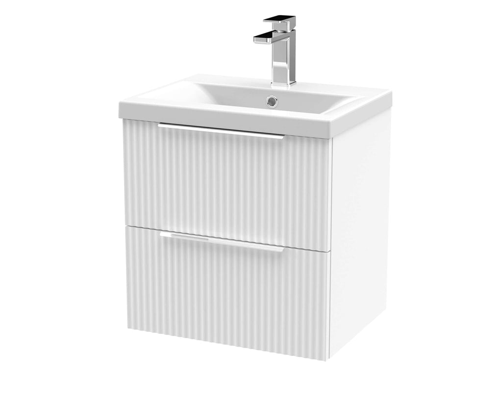 Modern white bathroom vanity with integrated sink and sleek chrome tap, ideal for contemporary bathroom designs, combining style and functionality.