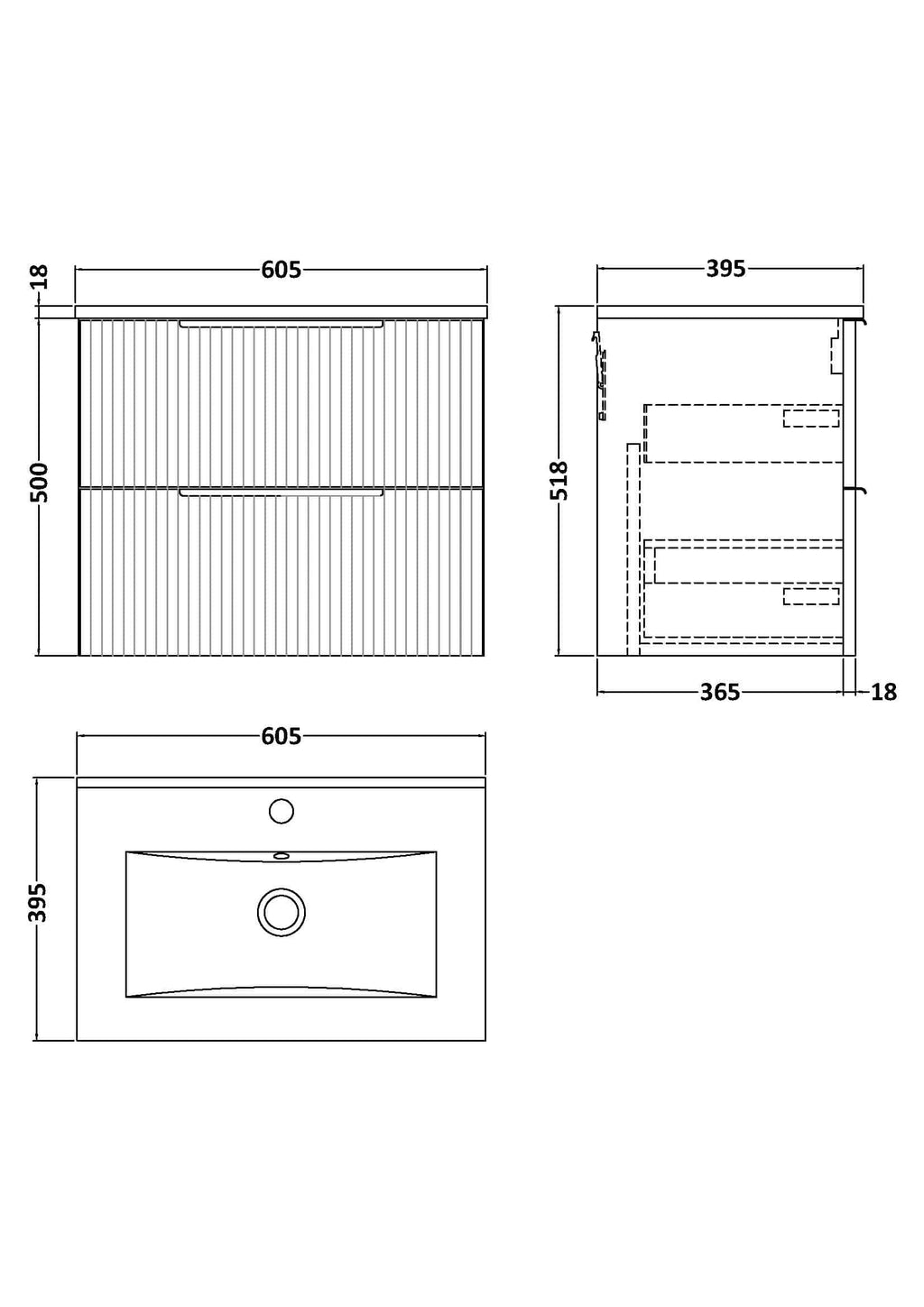 Modern bathroom vanity unit with integrated sink, sleek design, and detailed technical drawings. Perfect for contemporary bathroom renovations.