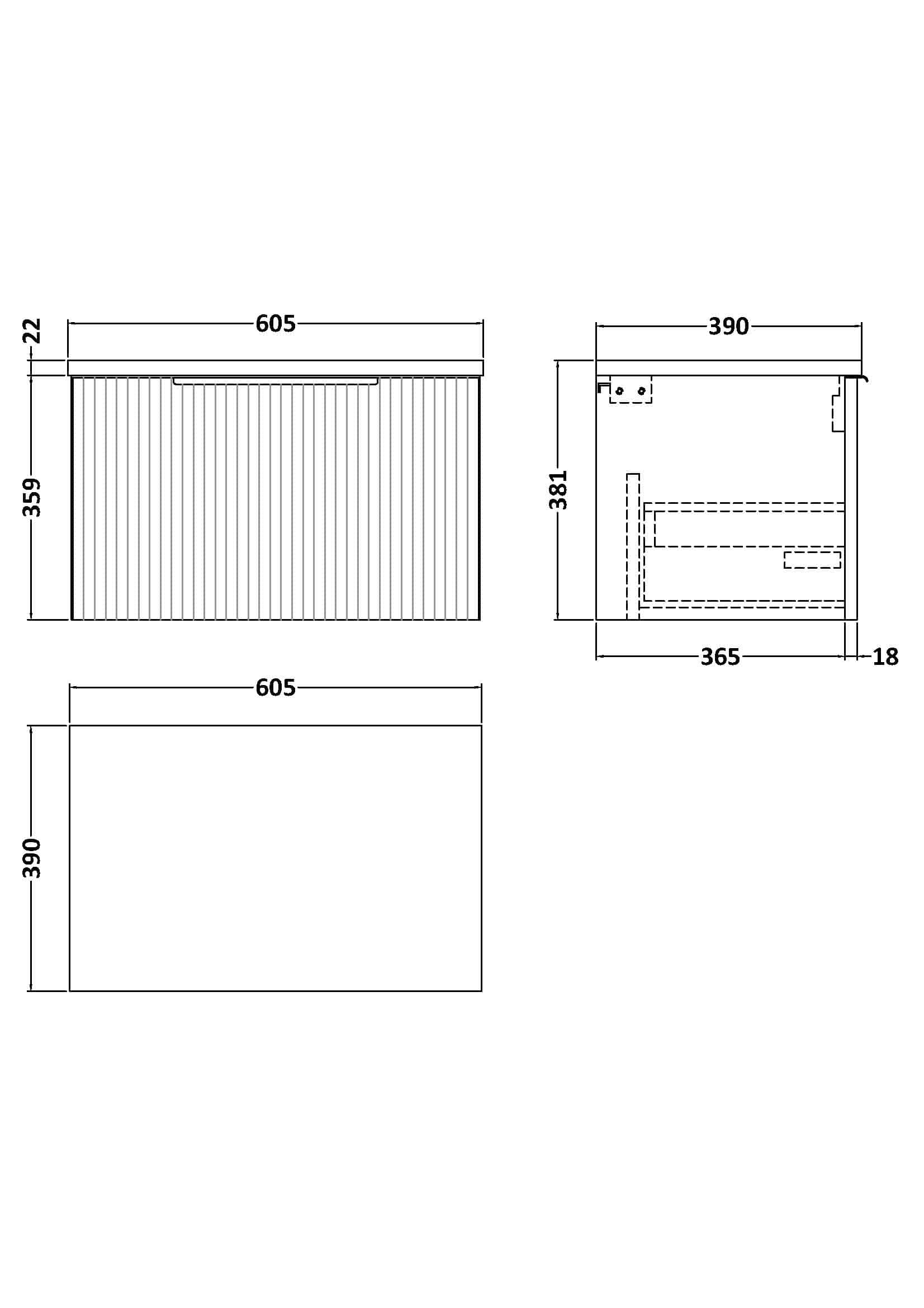 High-quality bathroom vanity unit with detailed technical drawing, dimensions, and design for Bubly Bathrooms, ideal for modern bathroom renovations and expert installations.