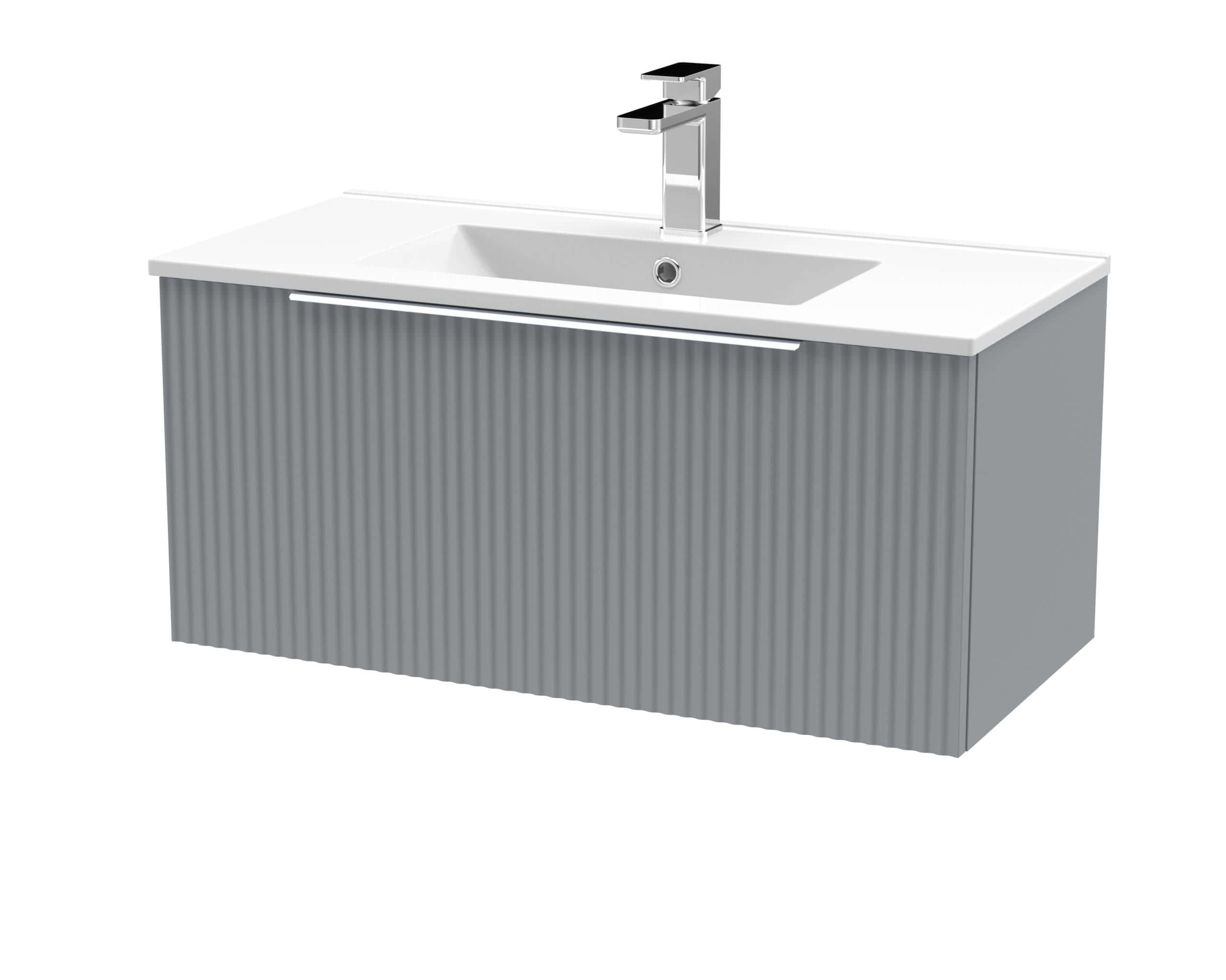 Modern bathroom vanity with integrated sink and sleek design, ideal for contemporary bathrooms. Features a durable, easy-to-clean finish and minimalist style. Perfect for stylish bathroom renovations.