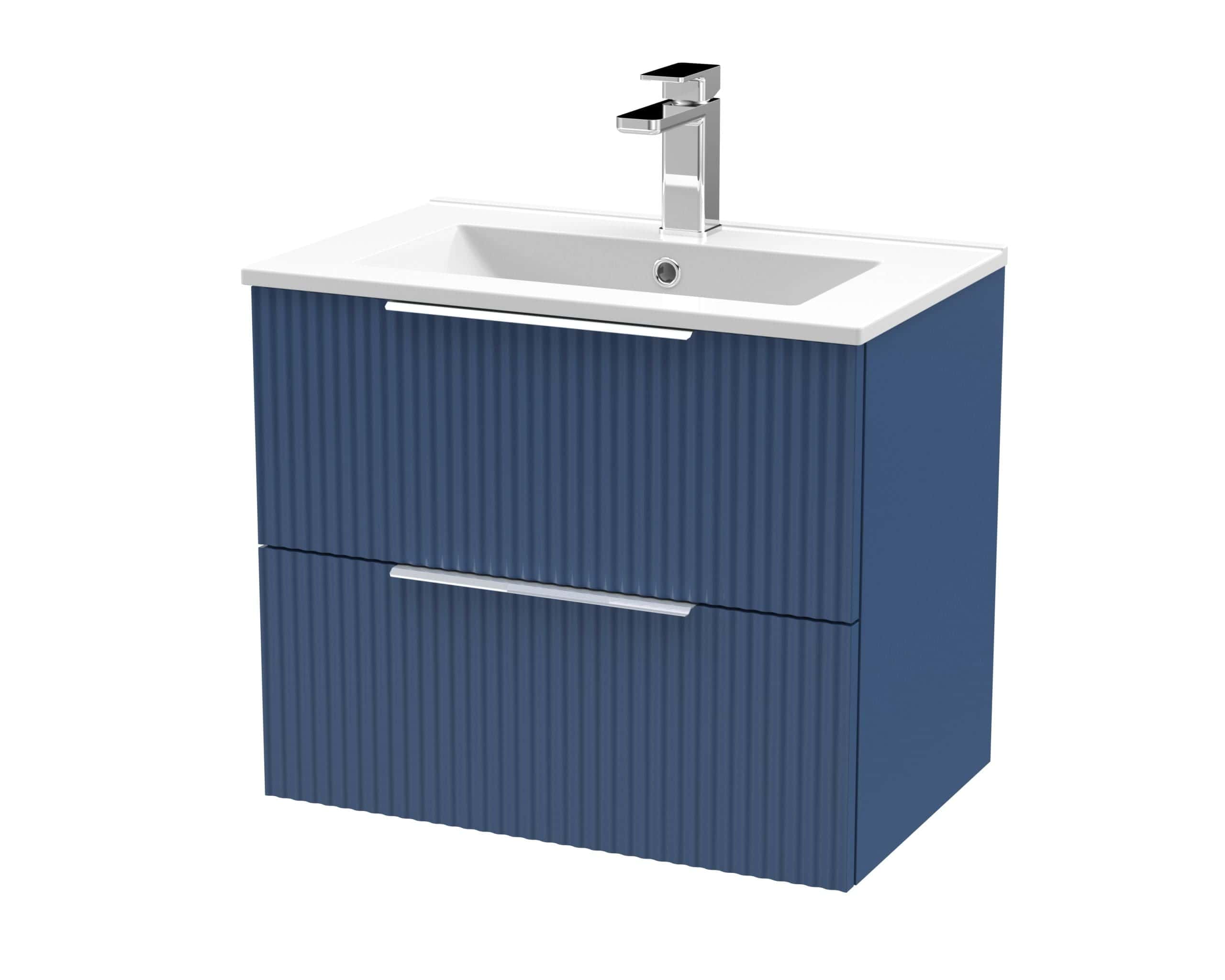 Sleek blue bathroom vanity unit with integrated sink, modern design, durable finish, suitable for contemporary bathrooms, and easy to clean. Perfect for stylish bathroom renovations.
