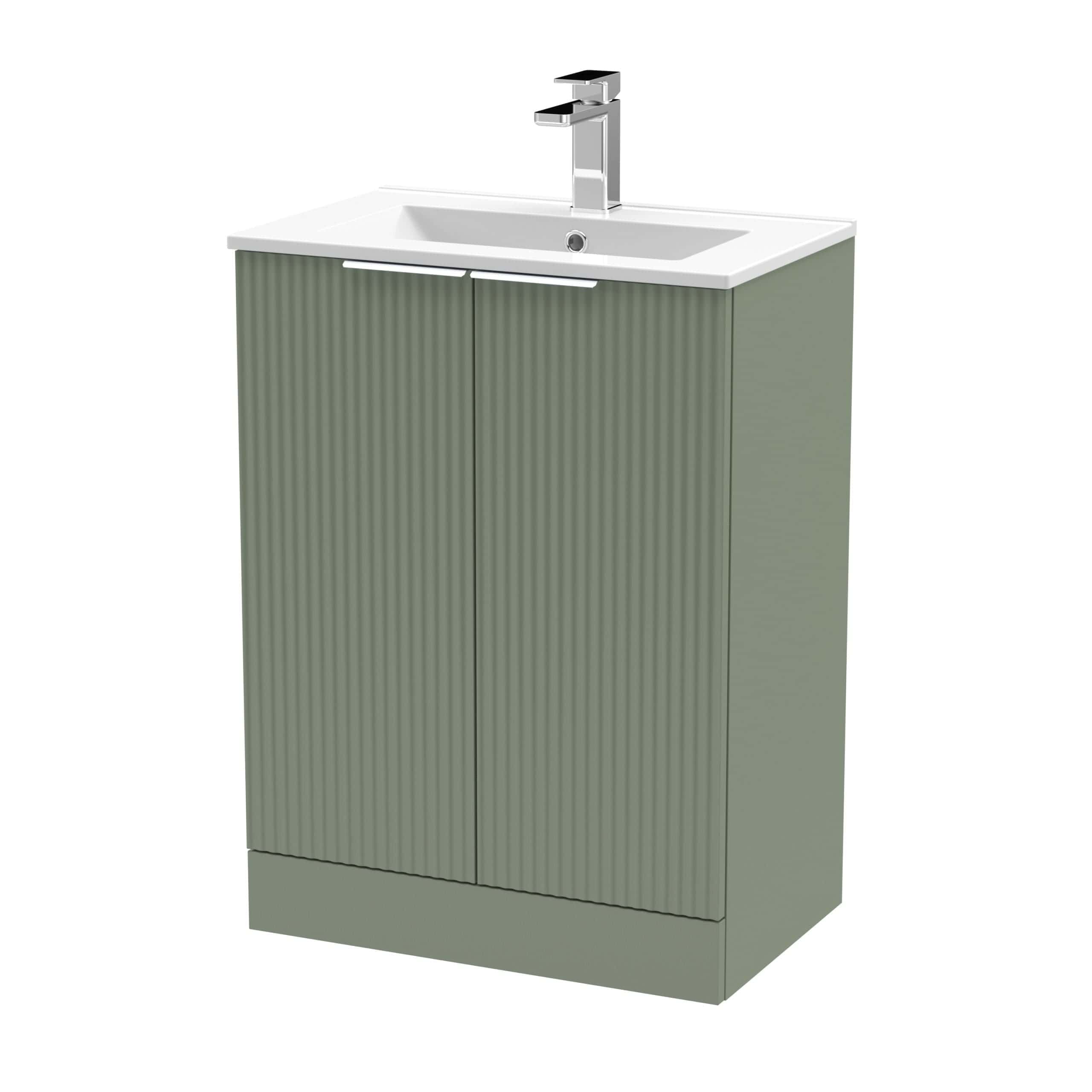 Sustainable bathroom vanity unit with integrated basin and modern chrome tap, perfect for contemporary Bubly Bathrooms designs in the UK.