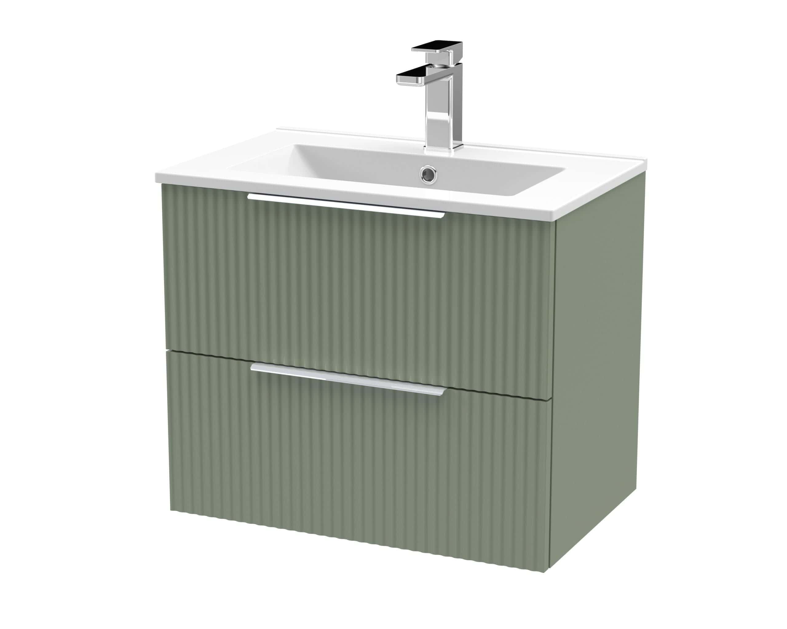 Contemporary green bathroom vanity unit with integrated sink and modern chrome tap, ideal for stylish bathroom storage and hygiene. Perfect for a sleek, functional bathroom design.