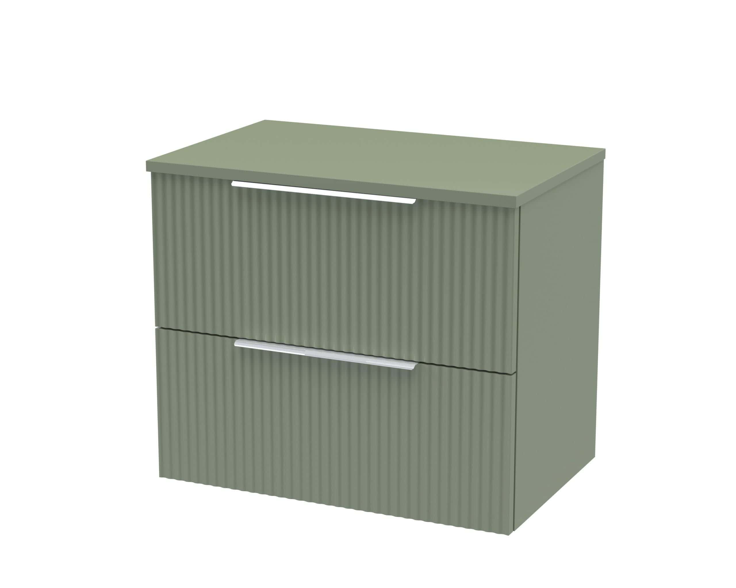 Sleek green bathroom cabinet with textured ribbed finish and modern silver handles, ideal for stylish bathroom storage solutions.