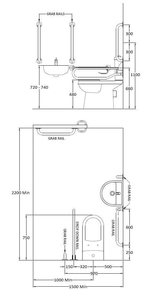 Grab rails for accessible bathrooms, safety installation for elderly and disabled, compliant with regulations, sturdy and corrosion-resistant, essential for toilet safety and support.