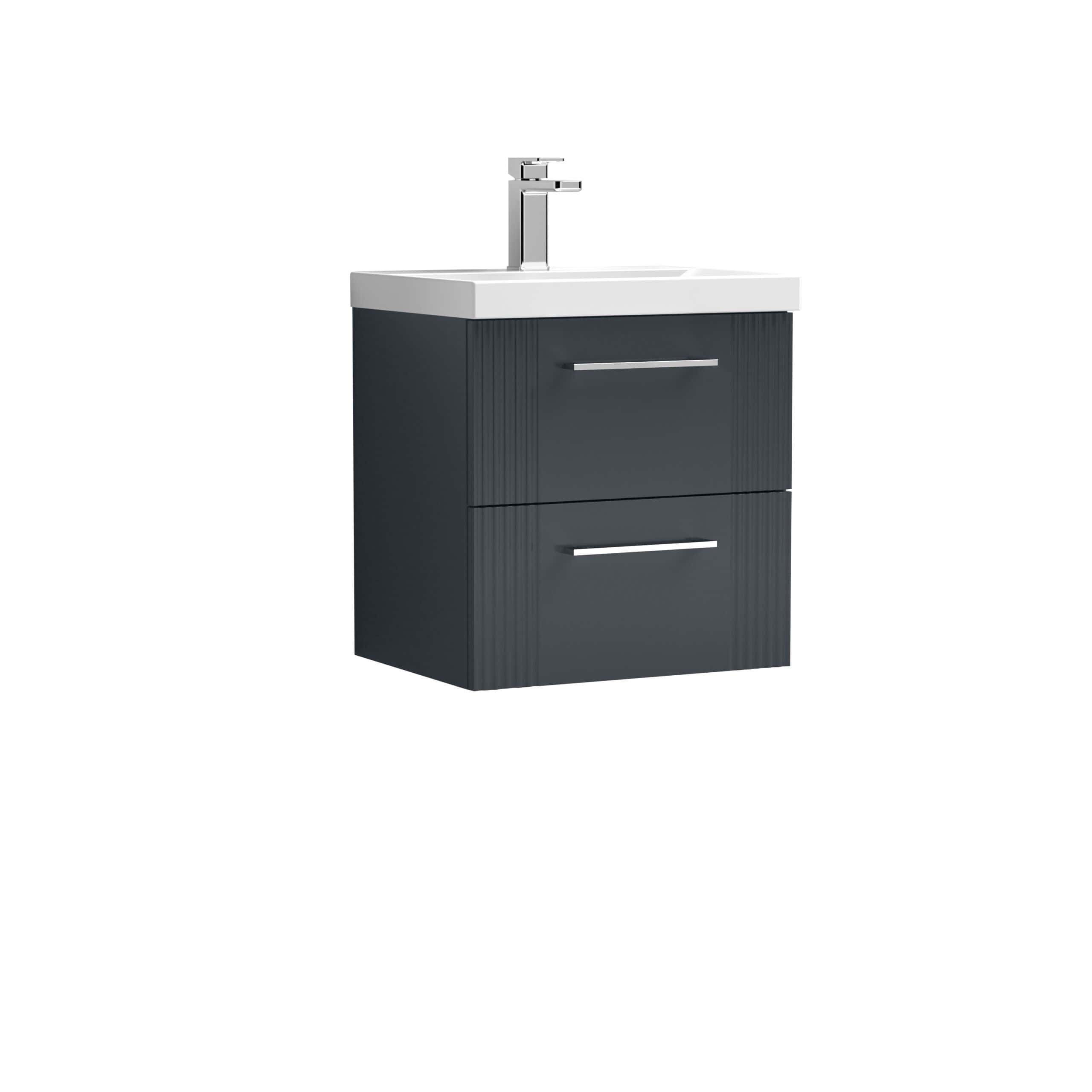 Sleek black bathroom vanity with integrated sink and modern chrome faucet, ideal for stylish and functional bathroom design. Perfect for contemporary bathrooms seeking durable, elegant storage solutions.