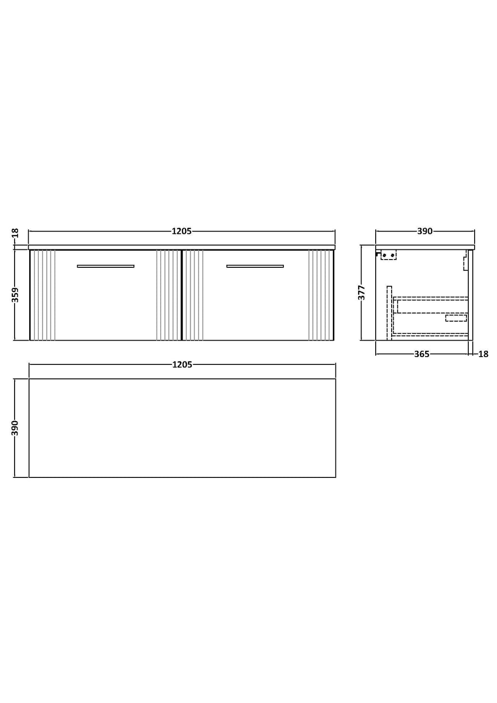 Contemporary bathroom vanity unit with clean lines and ample storage space, ideal for modern bathrooms. Features detailed dimensions and sleek design, perfect for stylish bathroom renovations.
