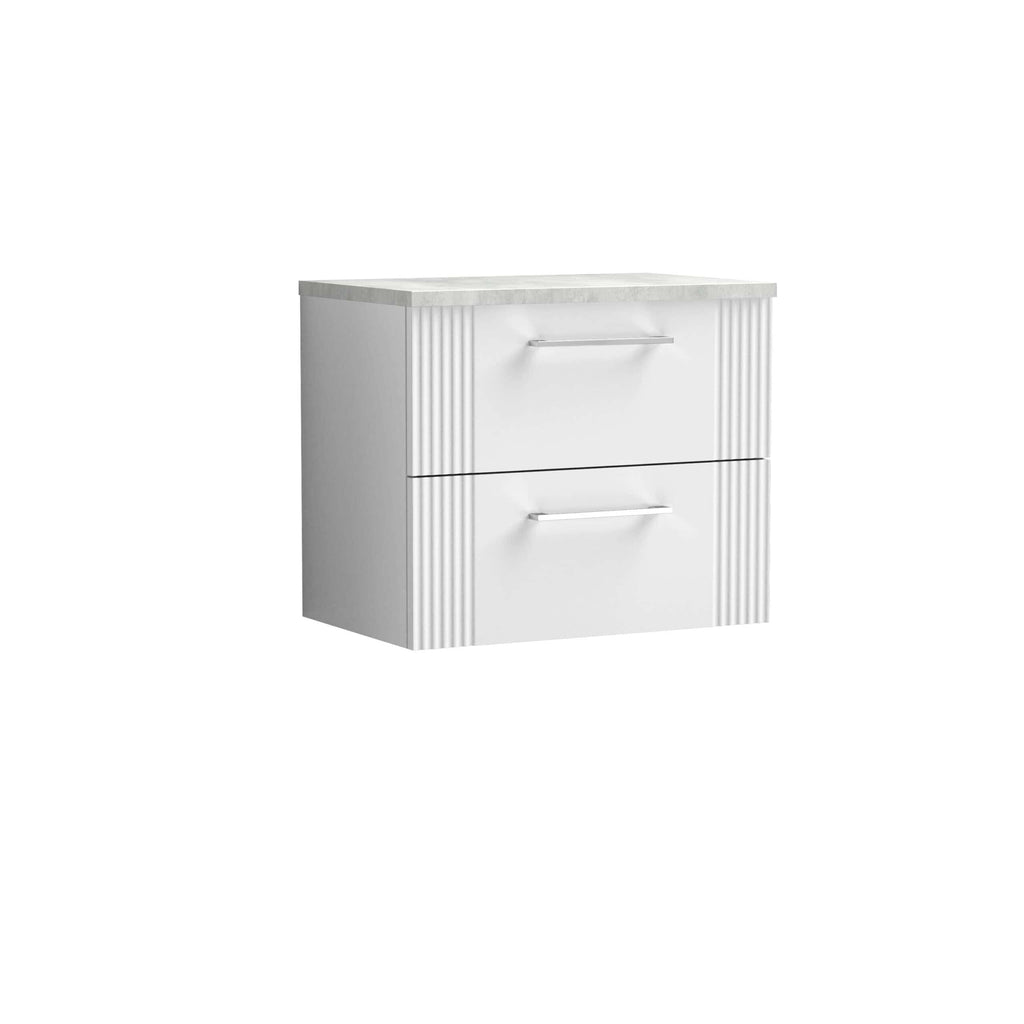 Sleek white bathroom vanity with two drawers and a marble top, ideal for modern bathroom storage solutions. Perfect combination of functional design and elegant aesthetics.