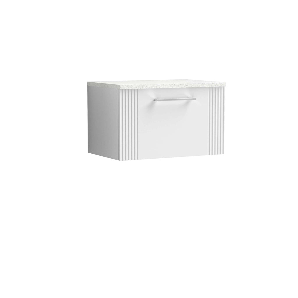 Modern white bathroom vanity with a sleek handle, featuring a minimalist design ideal for contemporary bathroom renovation projects.