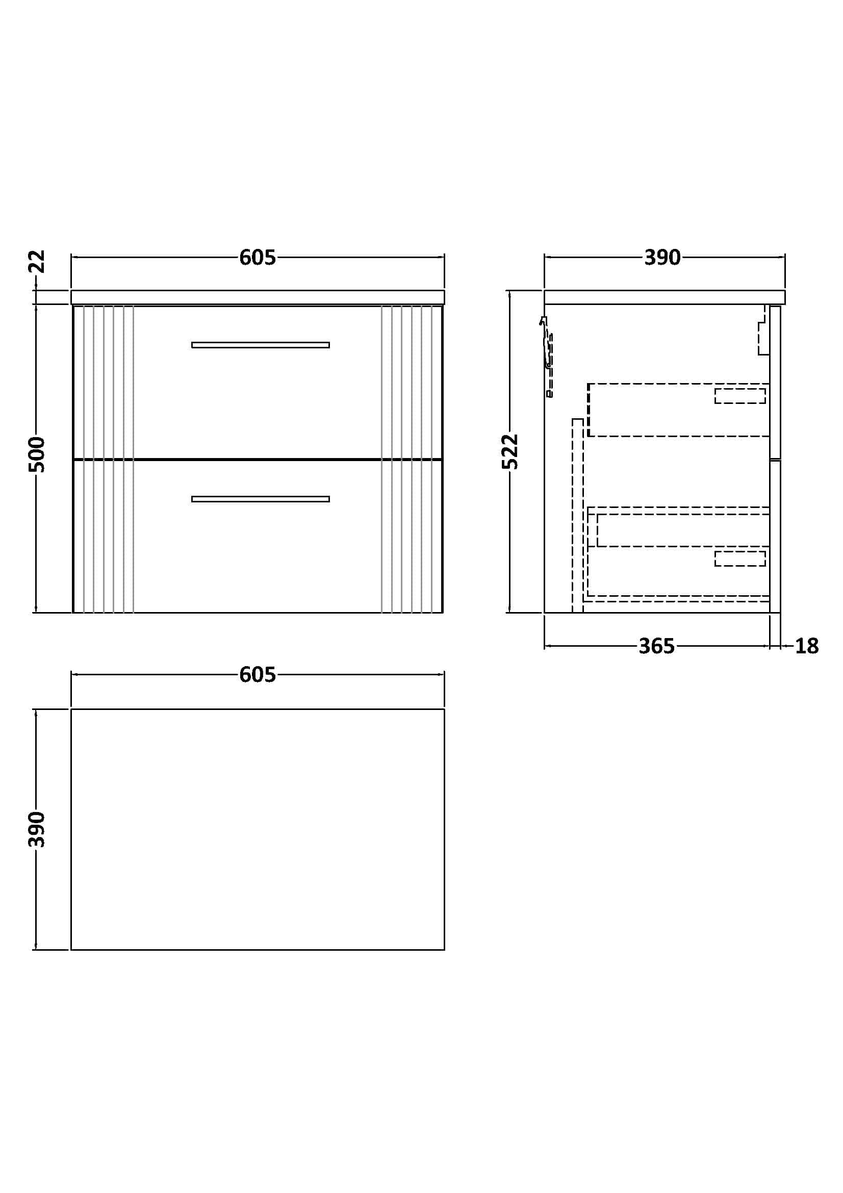 Modern bathroom vanity unit with two drawers, sleek design, and functional handles, ideal for contemporary bathrooms.