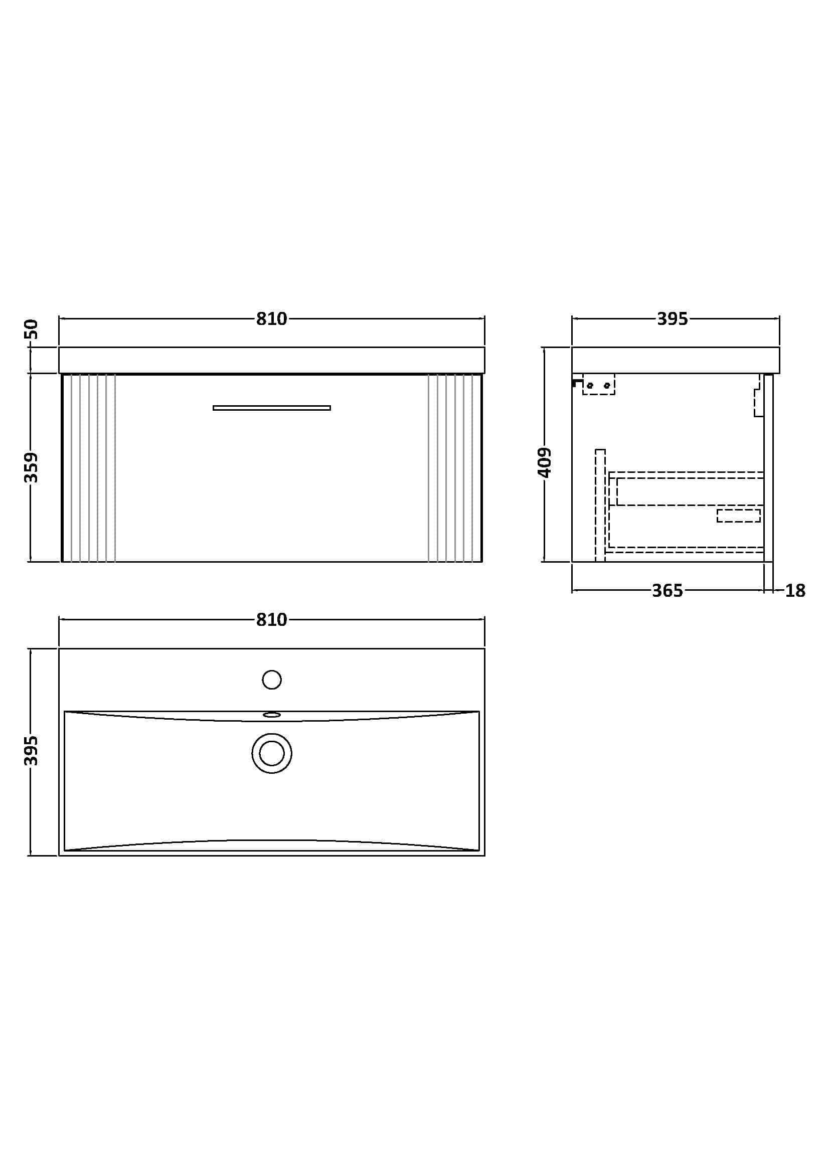 Sleek modern bathroom vanity with drawers, designed for optimal storage and style in Bubly Bathrooms. Features precise measurements for perfect fit and contemporary aesthetics.