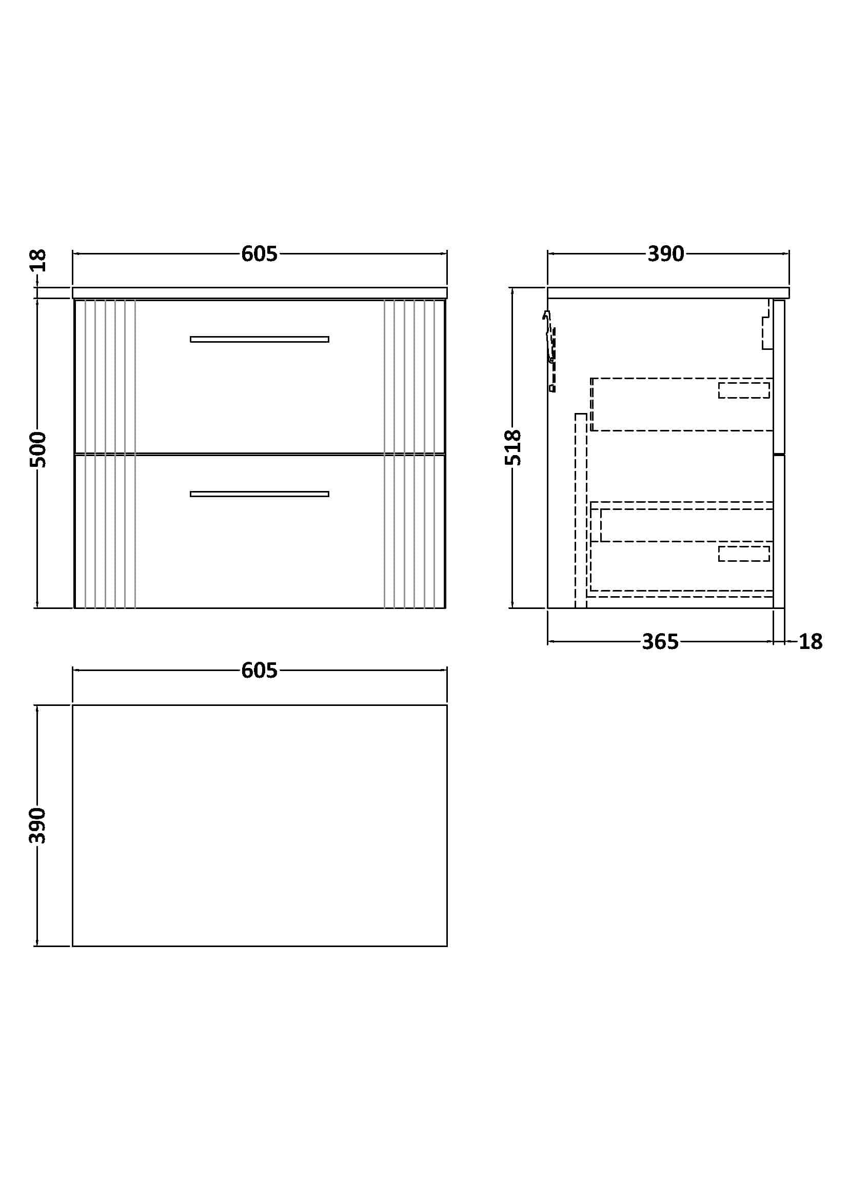 Modern bathroom vanity with twin drawers, sleek handles, and detailed dimensions perfect for contemporary bathroom design. Perfect for storage and style in Bubly Bathrooms.
