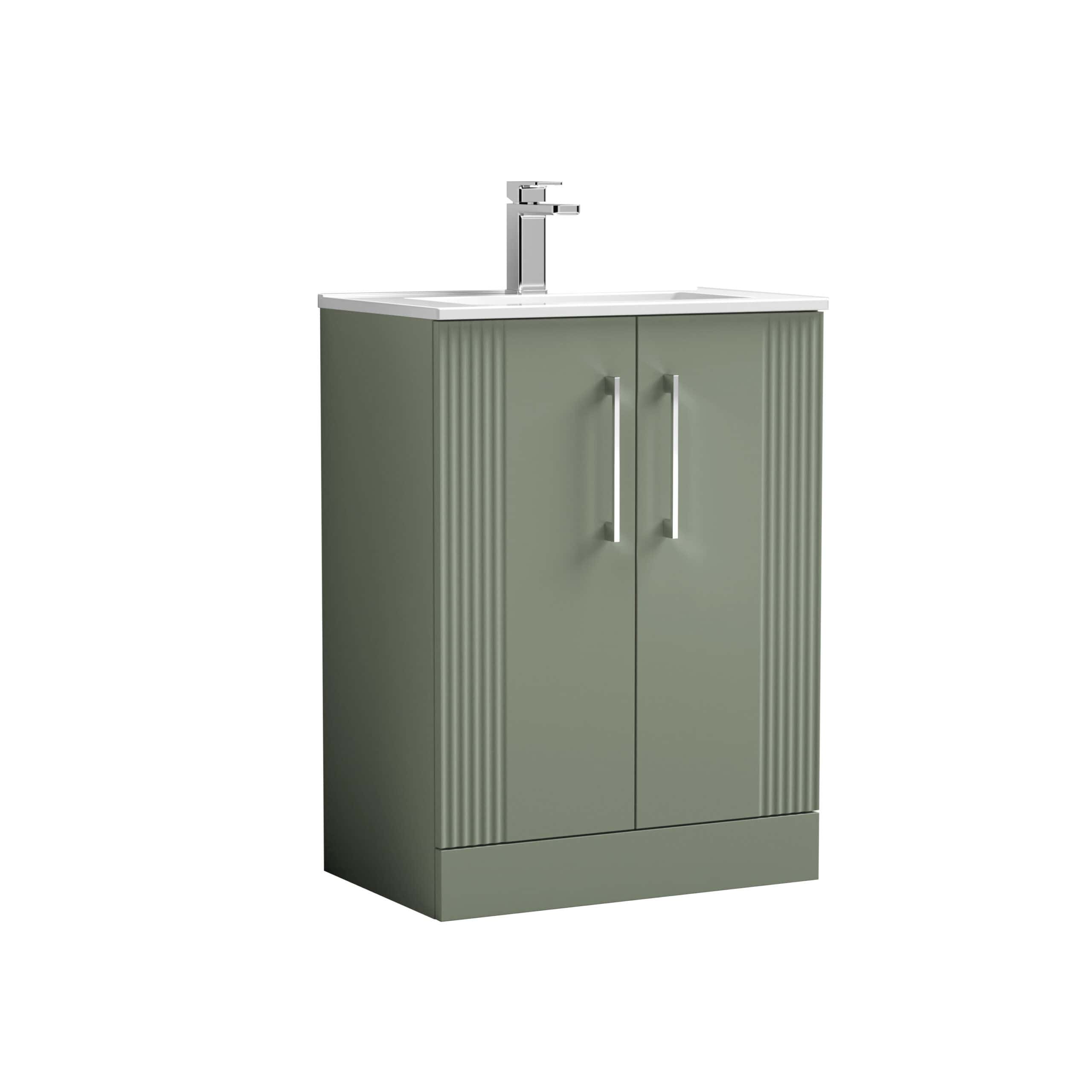 High-quality bathroom vanity unit with integrated sink and modern chrome tap, perfect for contemporary bathroom designs. Durable, stylish, and functional storage solution for bathroom essentials.