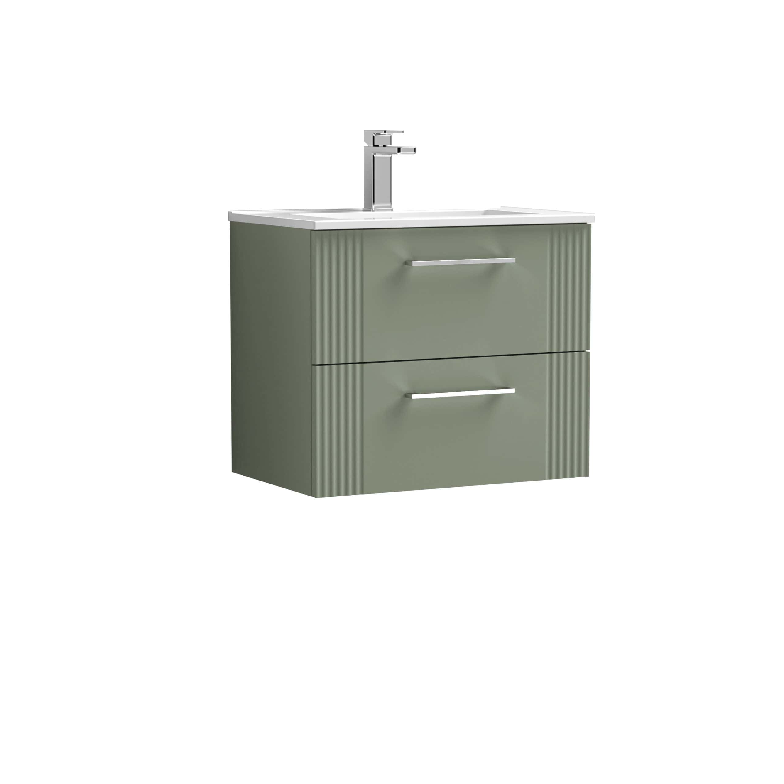 Modern green bathroom vanity with integrated sink and sleek chrome handles, ideal for contemporary bathroom renovation. Durable, stylish storage solution for bathroom essentials.