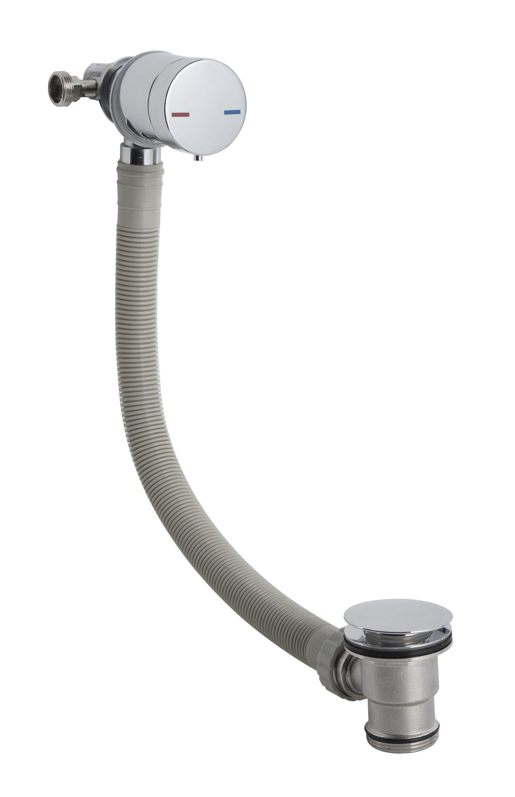 Flexible bathroom waste pipe with chrome trap and adjustable length for easy installation. Suitable for sink drainage in modern bathroom designs. High-quality materials ensure durability and corrosion resistance.