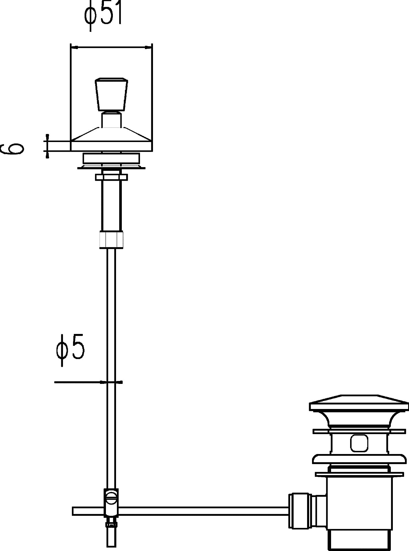 A technical drawing of a bathroom waste trap and pipe system with measurements.