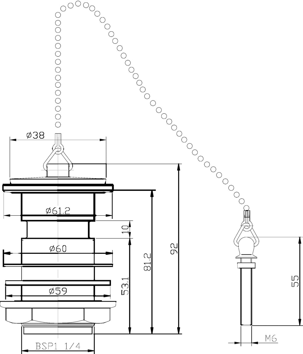 High-quality bathroom drain trap technical drawing with detailed measurements, perfect for plumbing installations and bathroom renovations.
