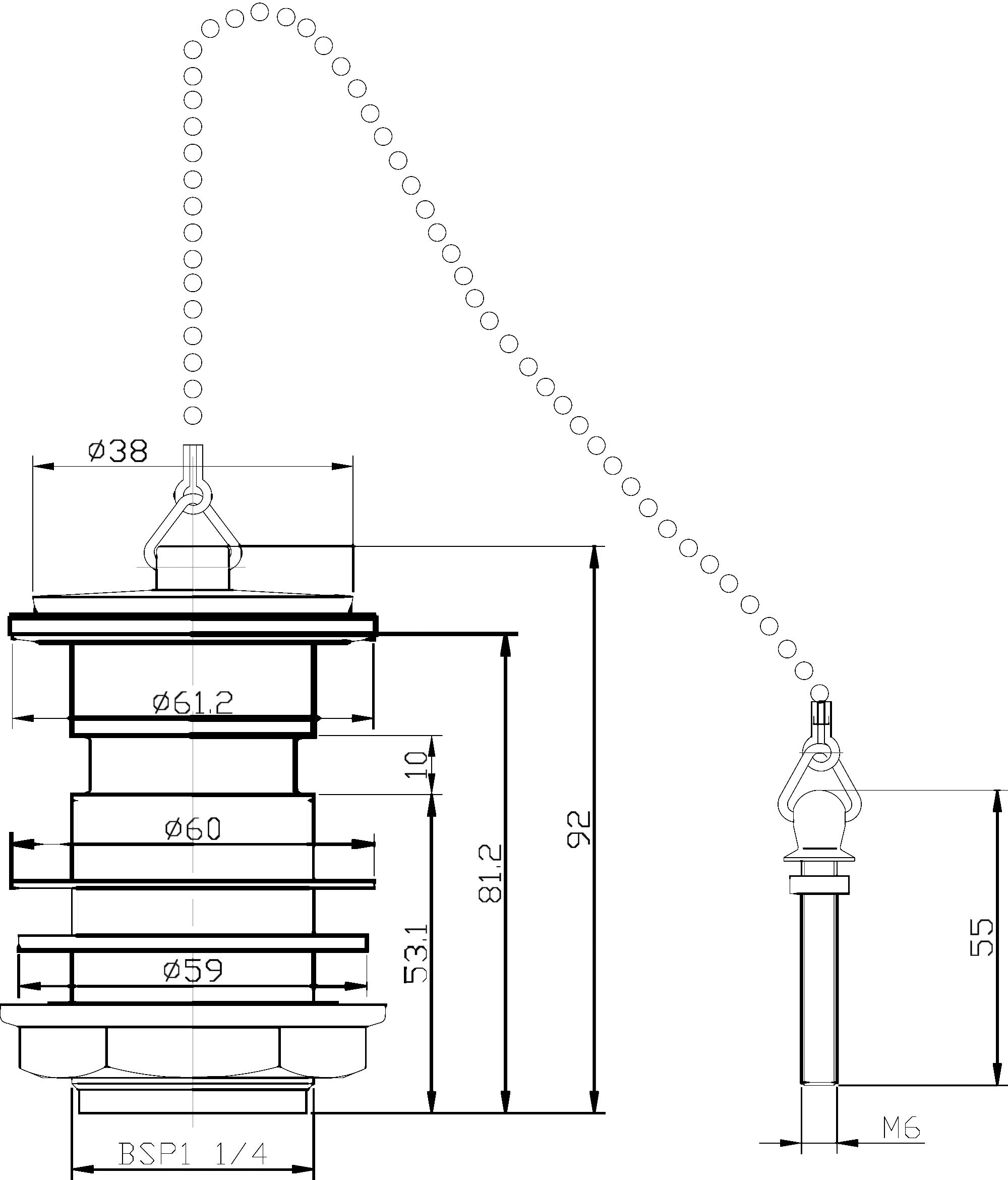High-quality bathroom drain trap technical drawing with detailed measurements, perfect for plumbing installations and bathroom renovations.
