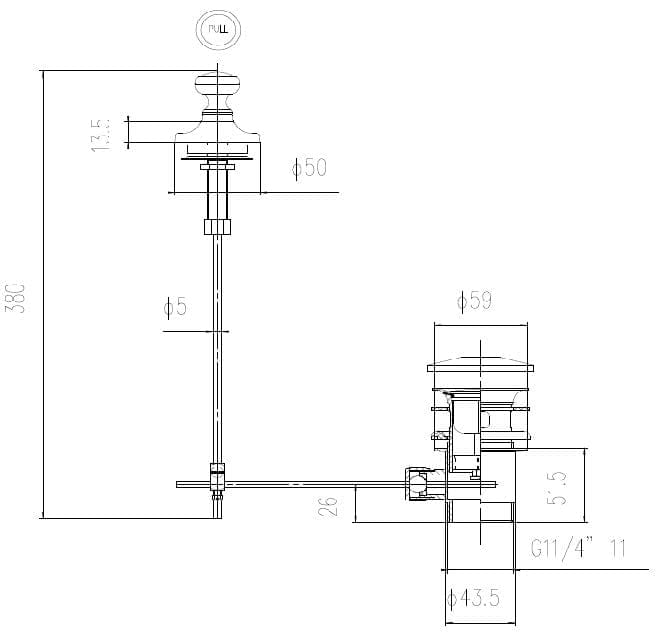 Replacement bathroom tap valve with detailed technical drawing, including dimensions and specifications for installation and repair. Suitable for plumbing professionals and DIY enthusiasts.