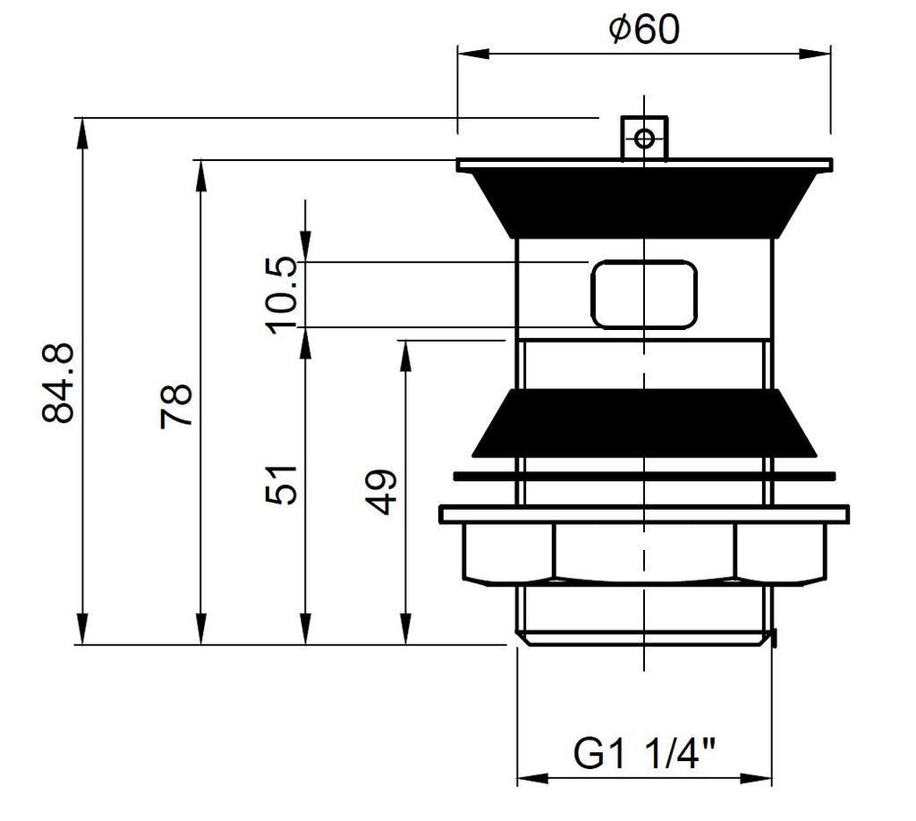 High-quality bathroom plumbing component with precise measurements, ideal for modern bathroom installations, featuring G1 1/4" connection and durable design.