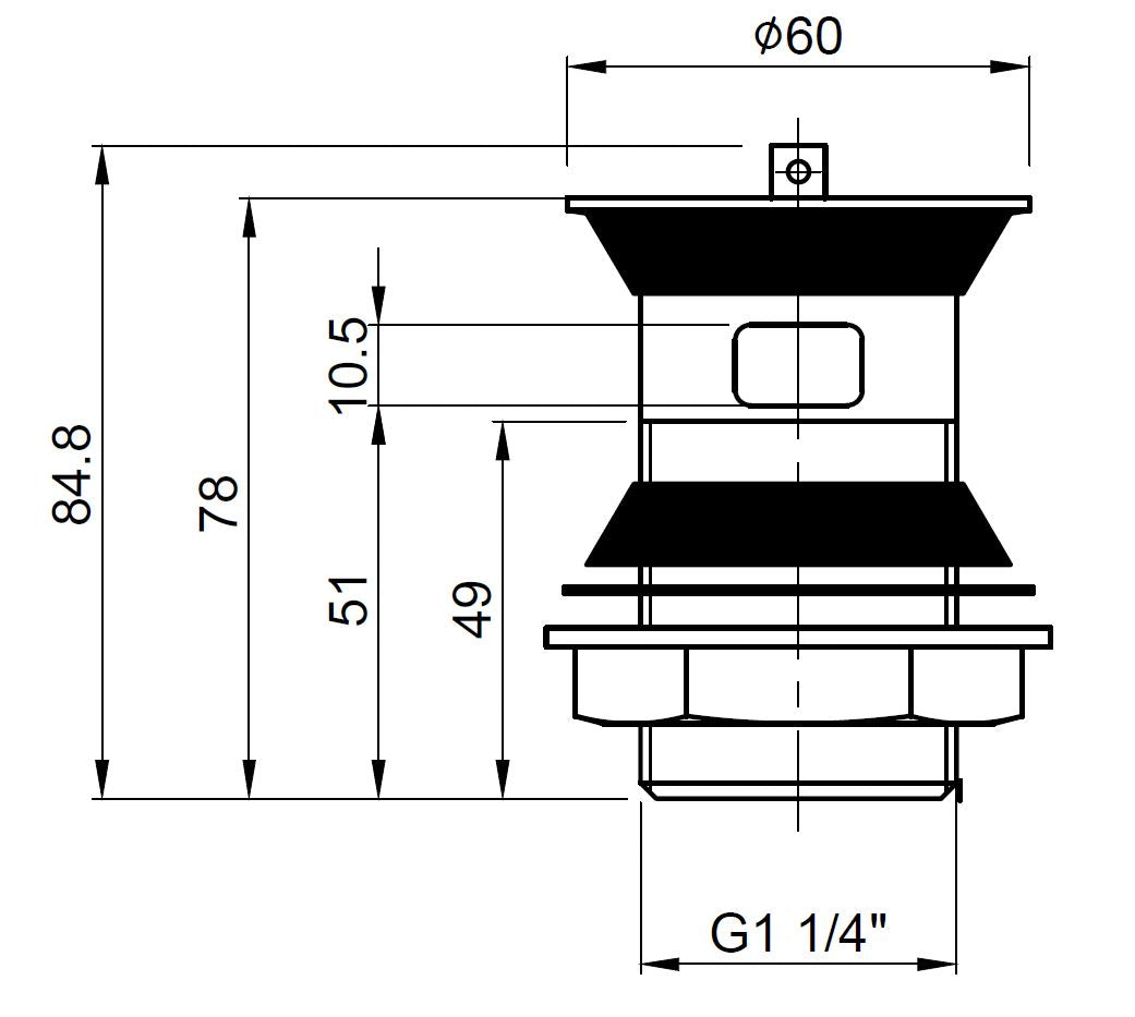 High-quality bathroom plumbing component with precise measurements, ideal for modern bathroom installations, featuring G1 1/4" connection and durable design.