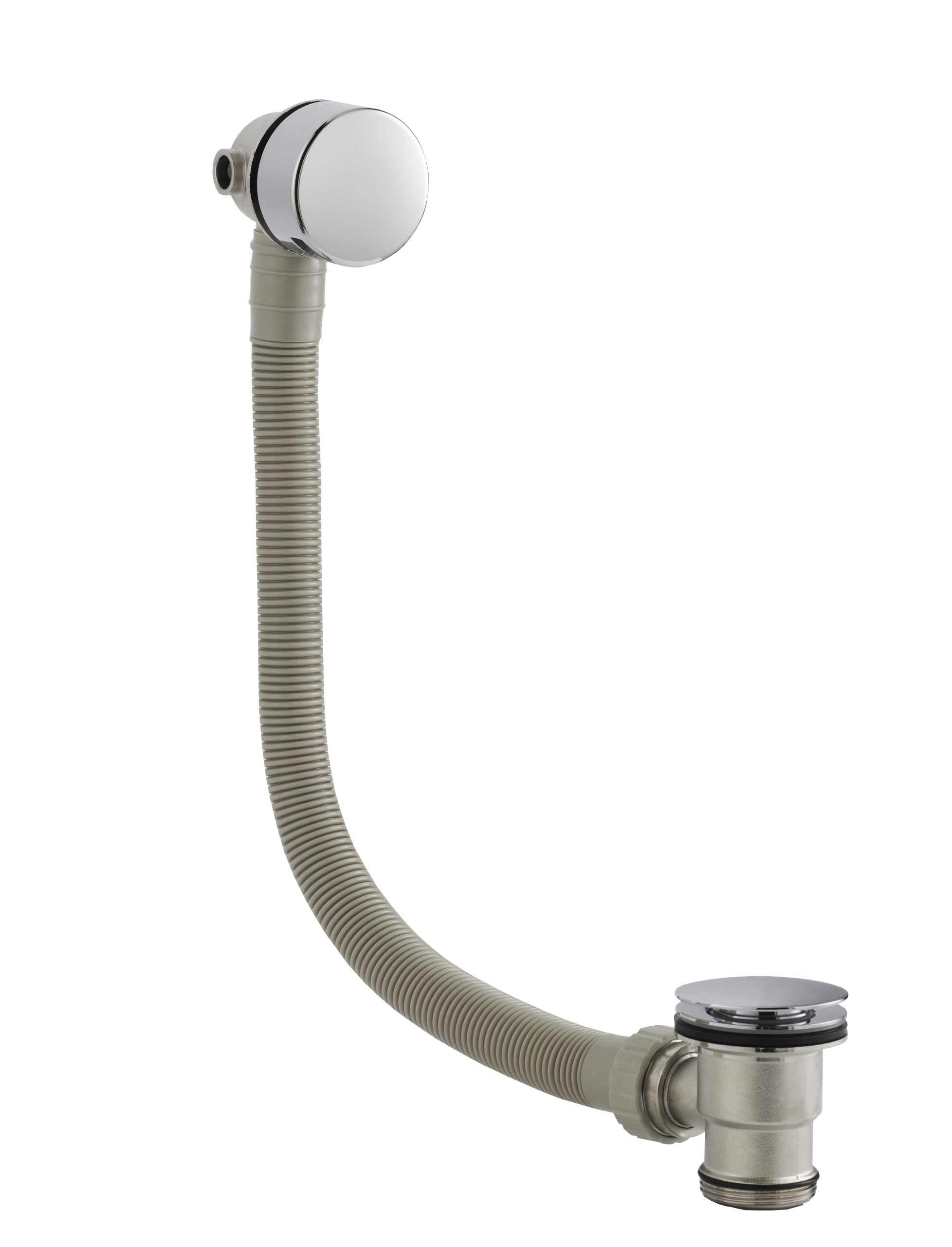 Flexible drain pipe with chrome cover for bathroom sink or washbasin, designed for easy installation and leak-free operation. Ideal for modern bathroom drainage systems.
