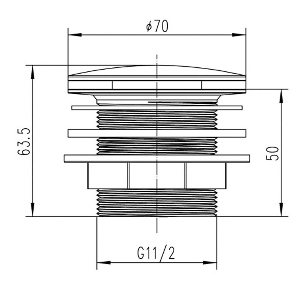 Flexible drain fitting for bathroom sinks with threaded design, 70mm diameter, G11/2 connection, and adjustable height for seamless installation.