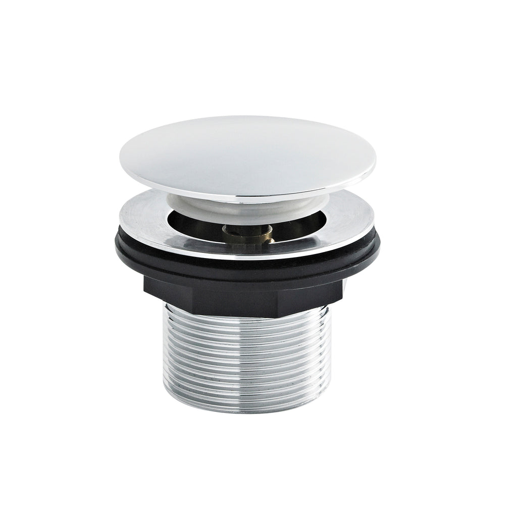 Shower drain strainer with chrome finish, designed for bathroom sinks and showers, prevents debris from clogging drains, durable construction, easy to install and clean.
