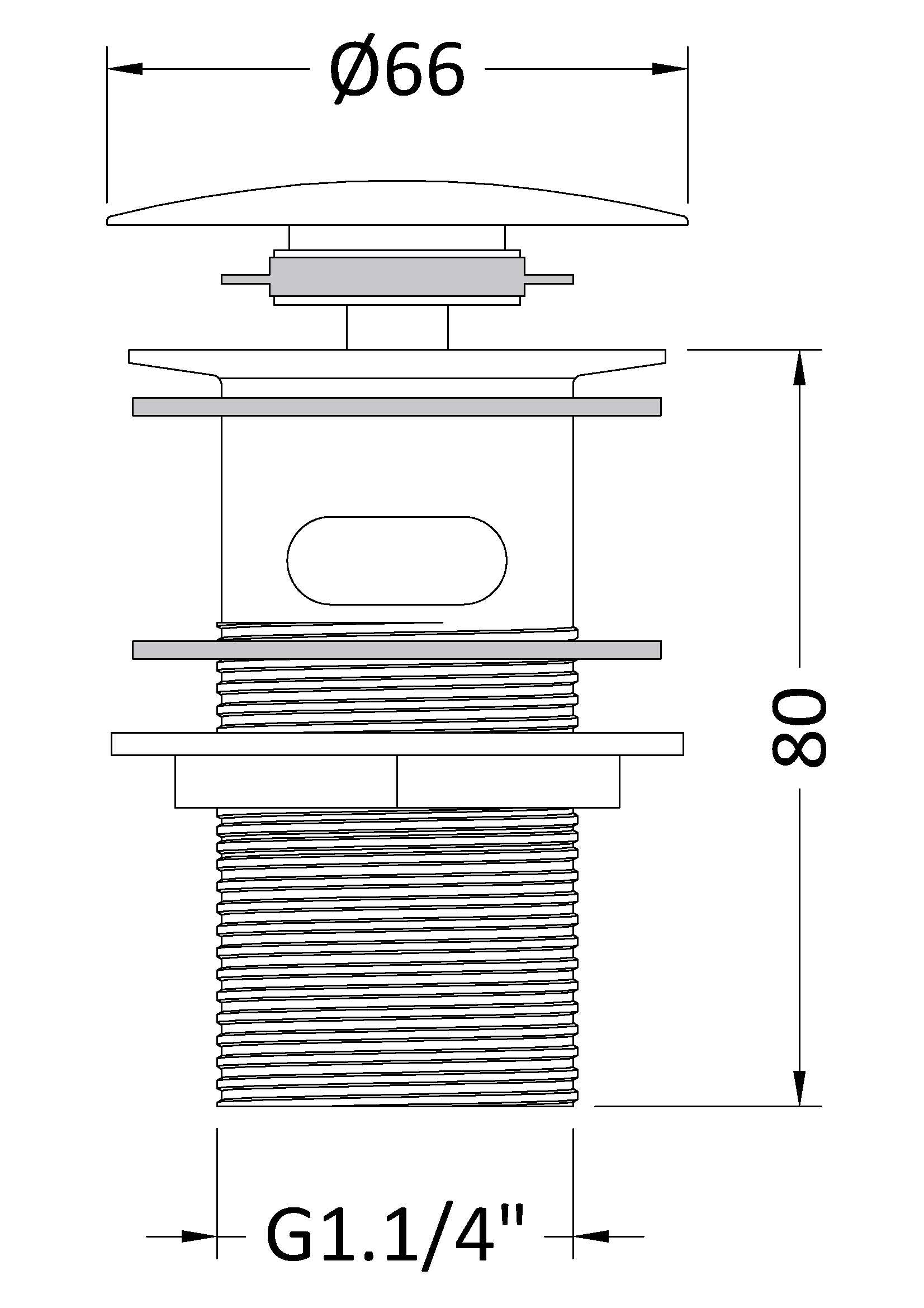 High-quality bathroom drain assembly with 66mm diameter and G1.1/4" thread for bathroom plumbing fixtures. Durable and leak-proof, ideal for modern bathroom installations.