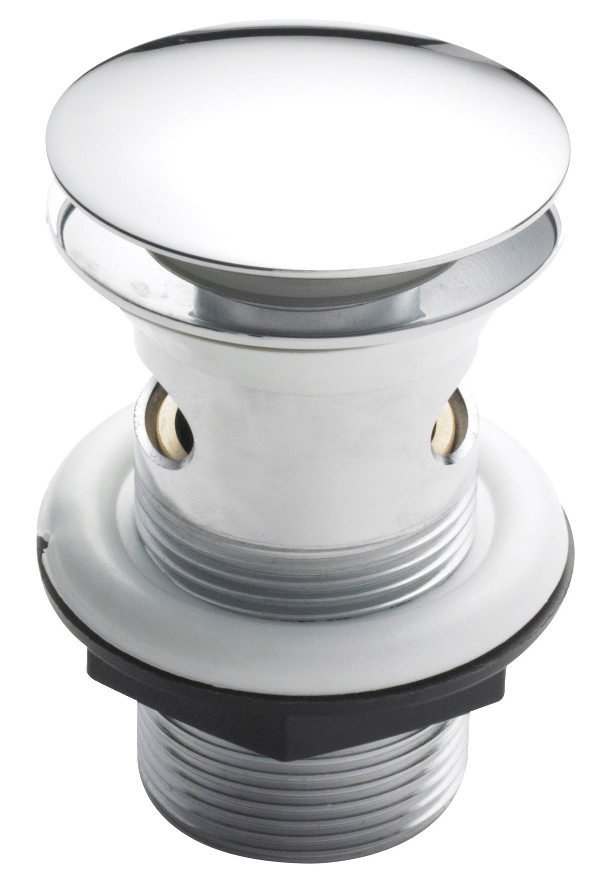 Polished chrome bathroom basin drain strainer with a sleek modern design, ideal for enhancing bathroom sink functionality and aesthetic appeal.