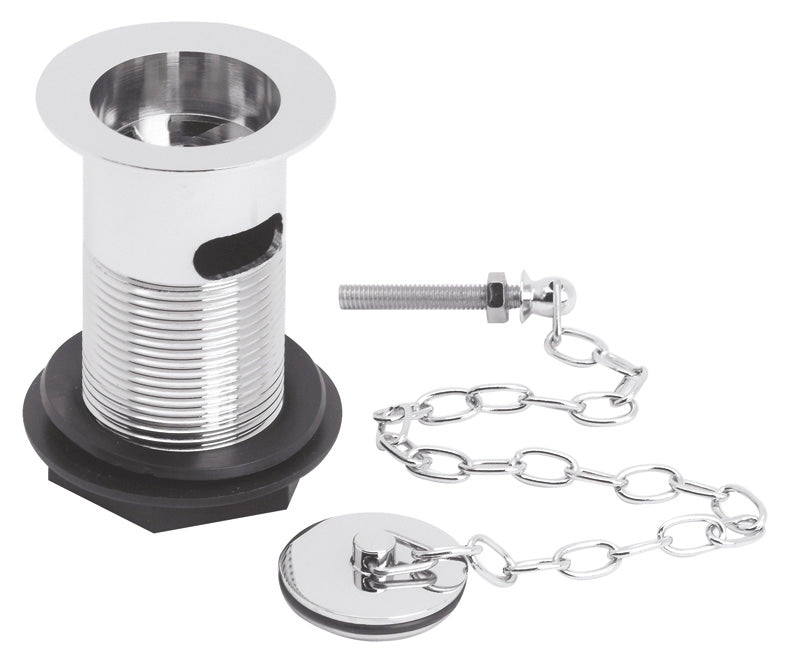 Chrome pop-up basin waste with chain and plug, suitable for modern bathroom installations. Durable and easy to install, ideal for enhancing bathroom aesthetics and functionality.