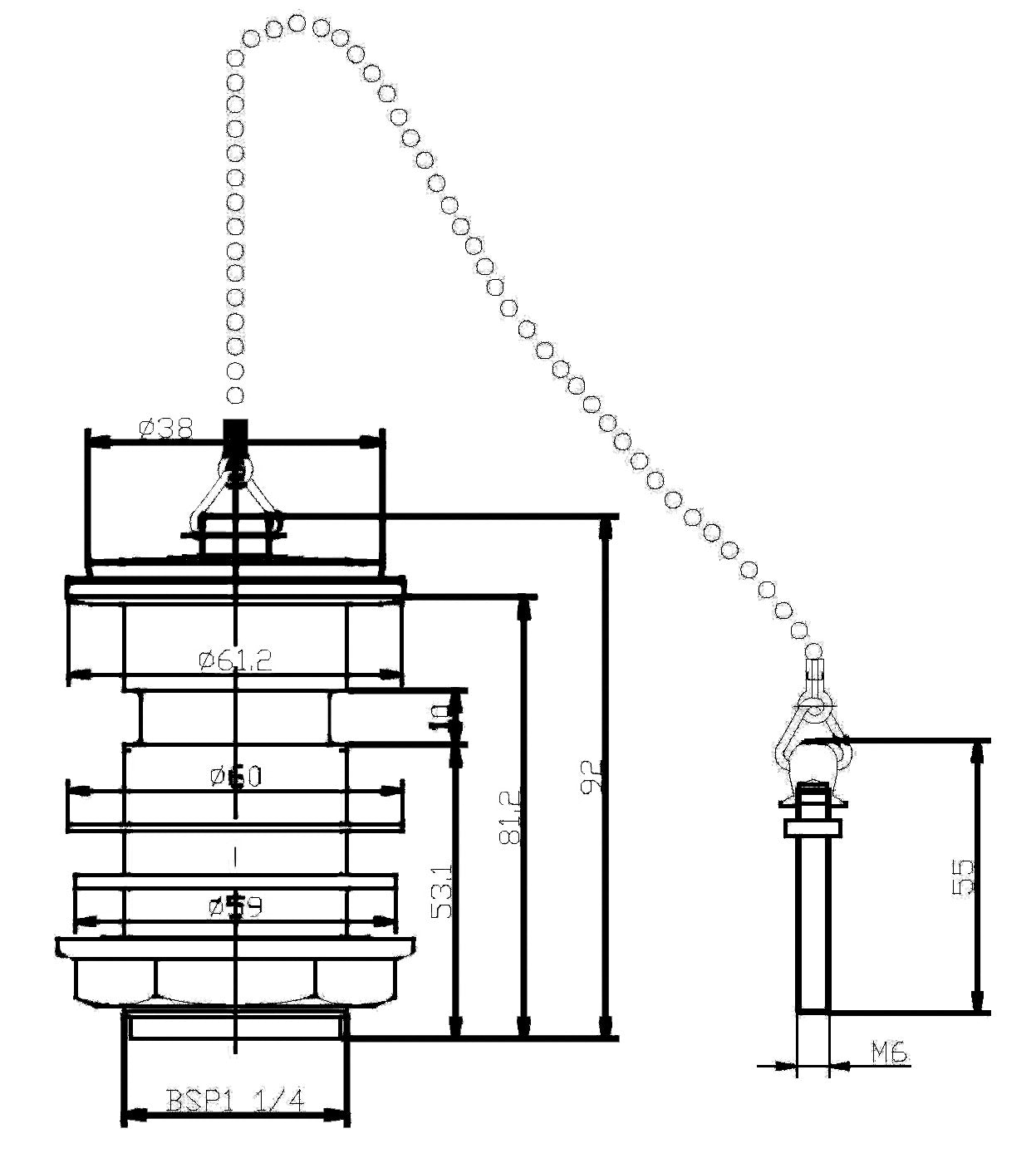 Mechanical shower valve technical diagram with detailed dimensions, suitable for bathroom plumbing installations and renovation projects.